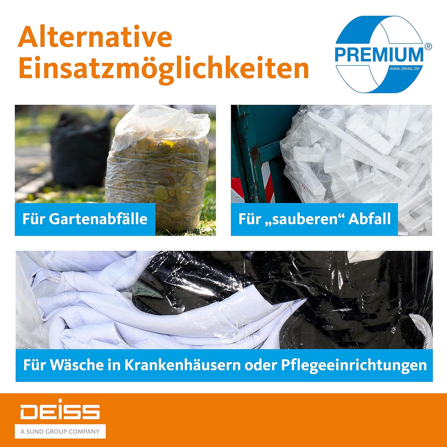 Deiss Premium Transparent Bin Bags Type 60, 120L - Clear Rubbish Bags 700 x 1100 mm 4