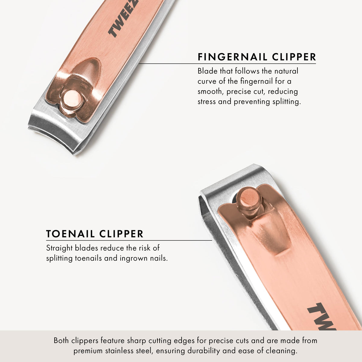 Tweezerman Rose Gold Combo Clipper Set - Stainless Steel, Fingernail & Toenail Clippers 3