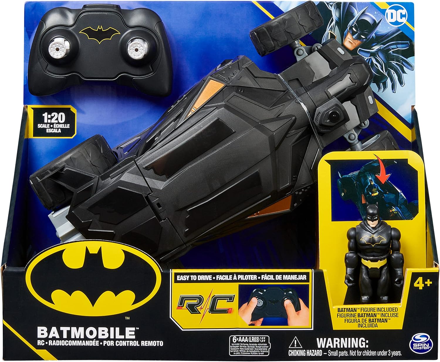 DC Comics Batman Batmobile Remote Control Car - 1:20 Scale, Includes 10 cm Batman Figure 7