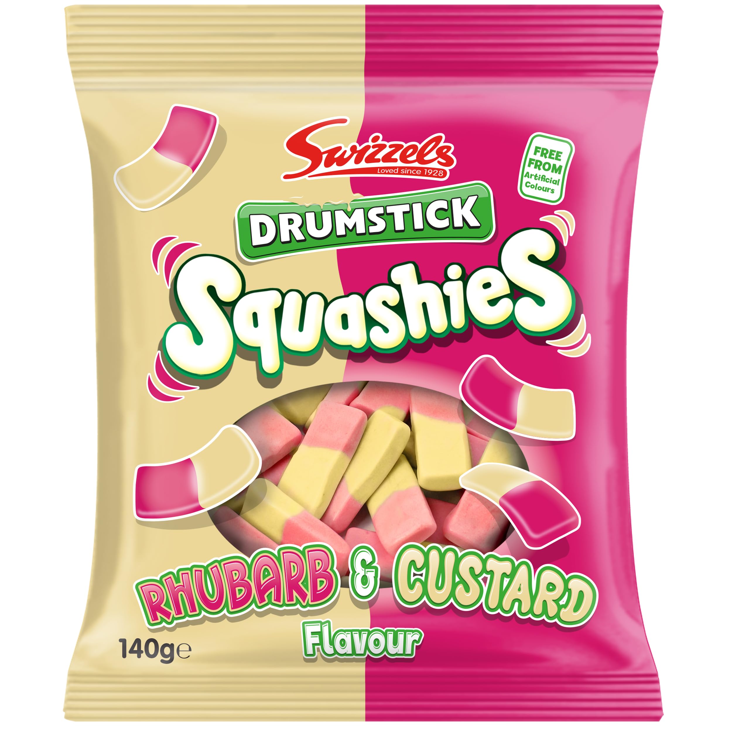 Swizzels Rhabarber- und Vanillepudding-Squashies – Kaubonbons (120 g)