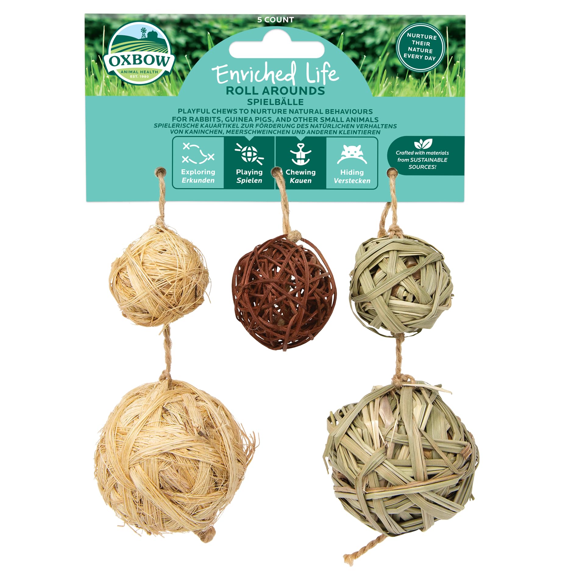 Oxbow Enriched Life Roll Arounds Small Animal Chew Toy | Natural Paper Material | Unscented