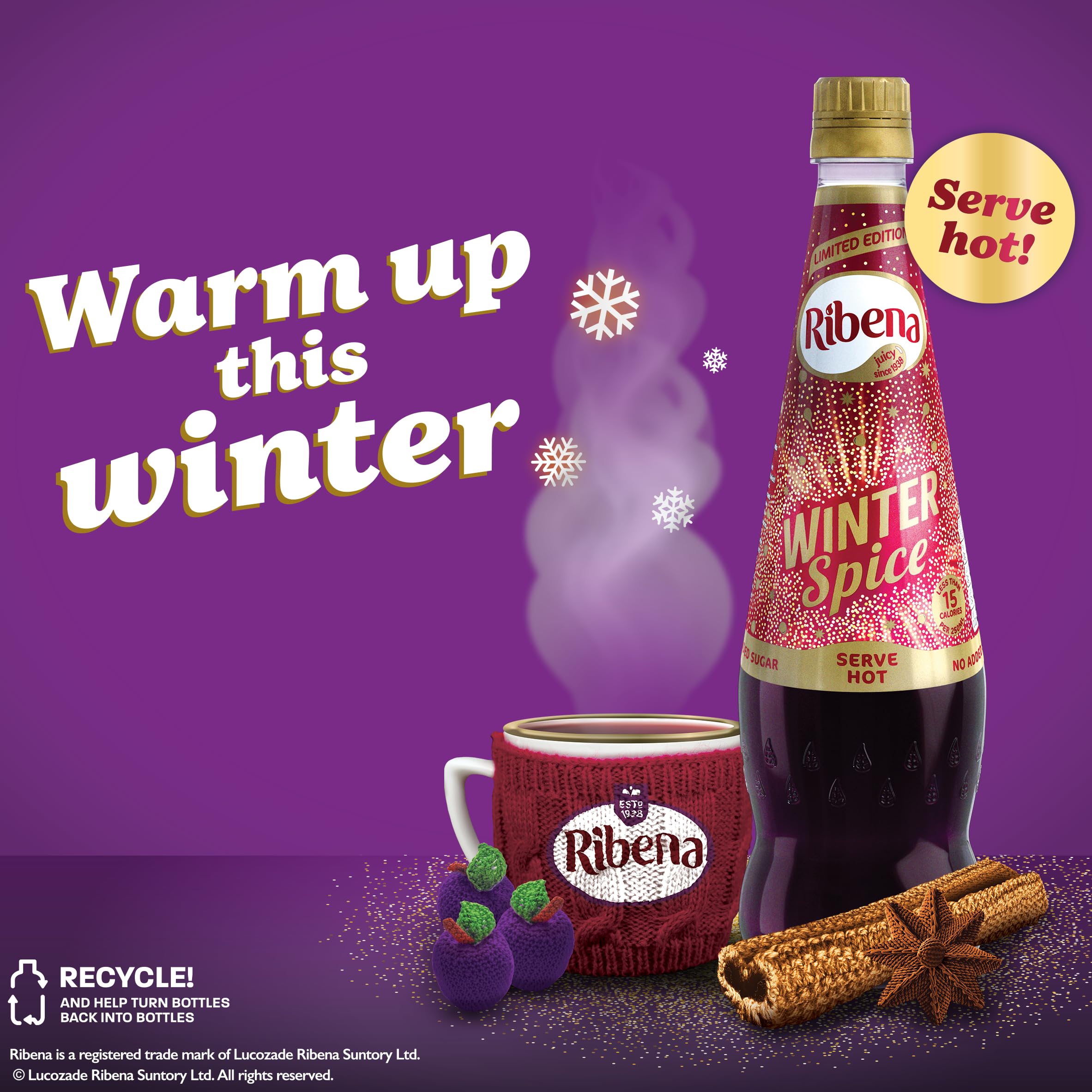 Ribena Winter Spice Squash No Added Sugar 850ml - Real British Blackcurrant 3