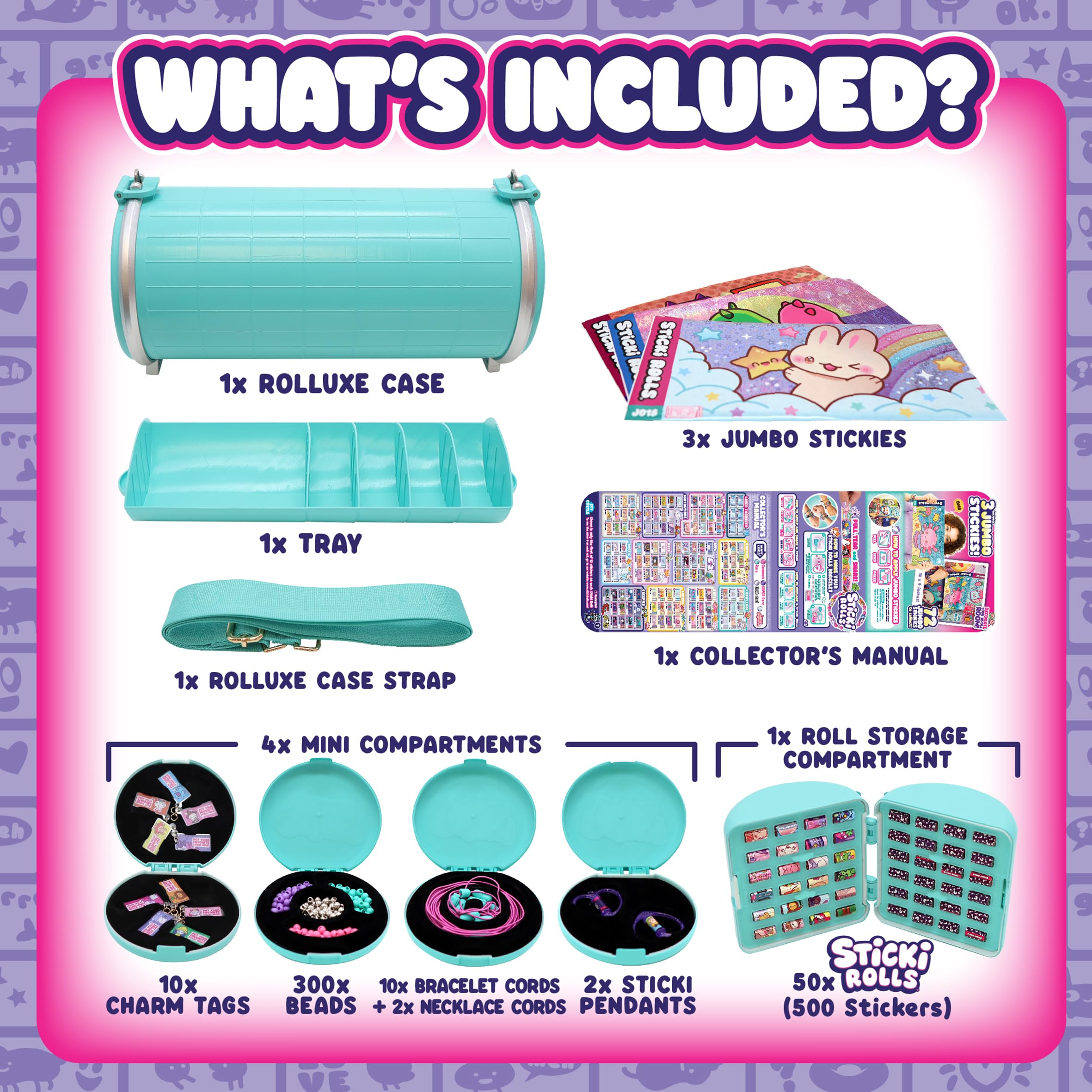 Sticki Rolls Rolluxe Series 2 - Glam Handbag + Craft Kit with 3 Jumbo Stickis 3