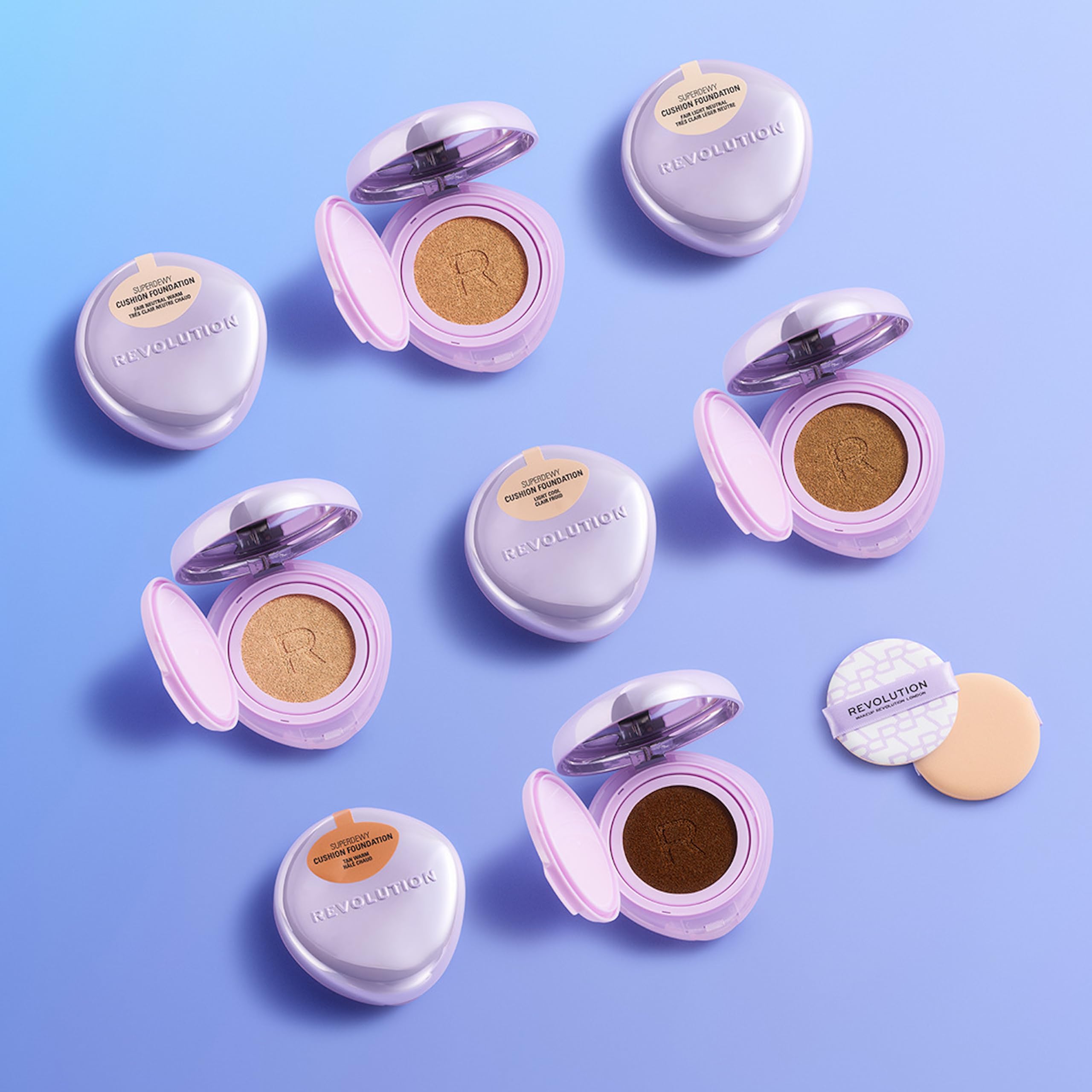 Revolution Beauty London Superdewy Cushion Foundation - Buildable Coverage, Hydrating Finish | Fair Warm 5