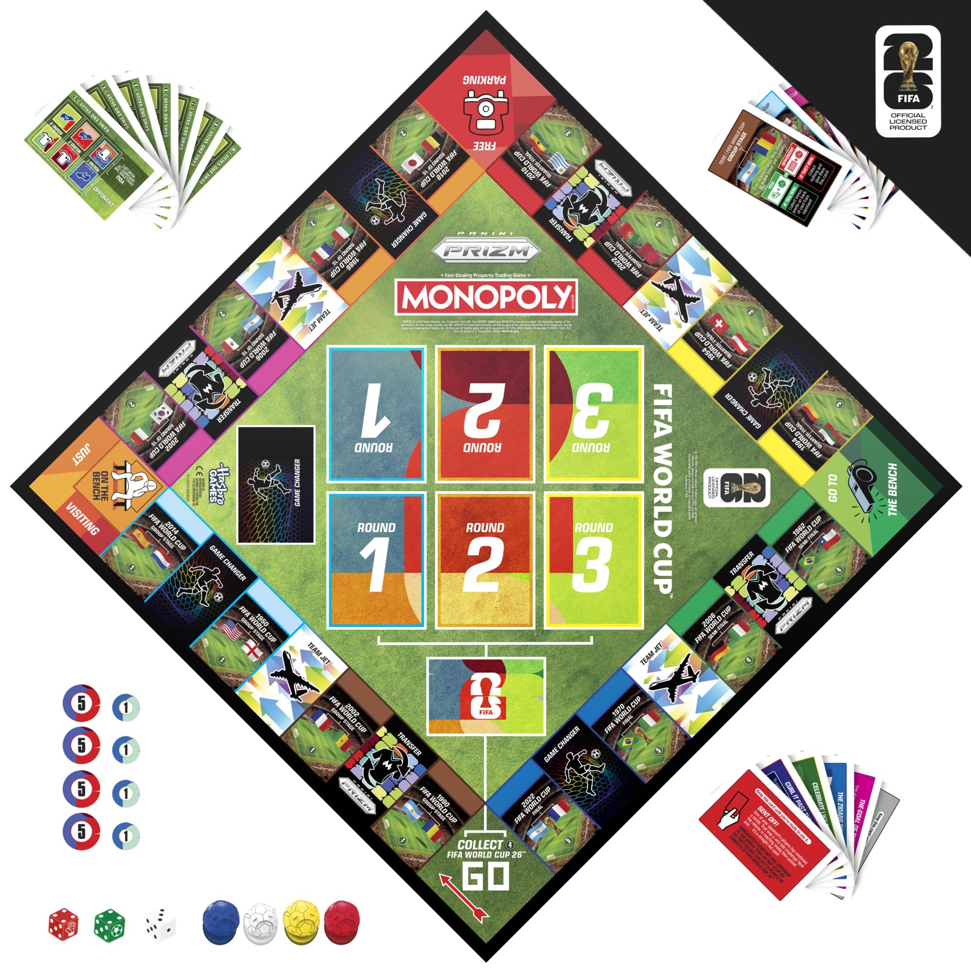 Monopoly Panini Prizm: FIFA World Cup 2026 Board Game | Includes 16 Trading Cards | Ages 8+ 3