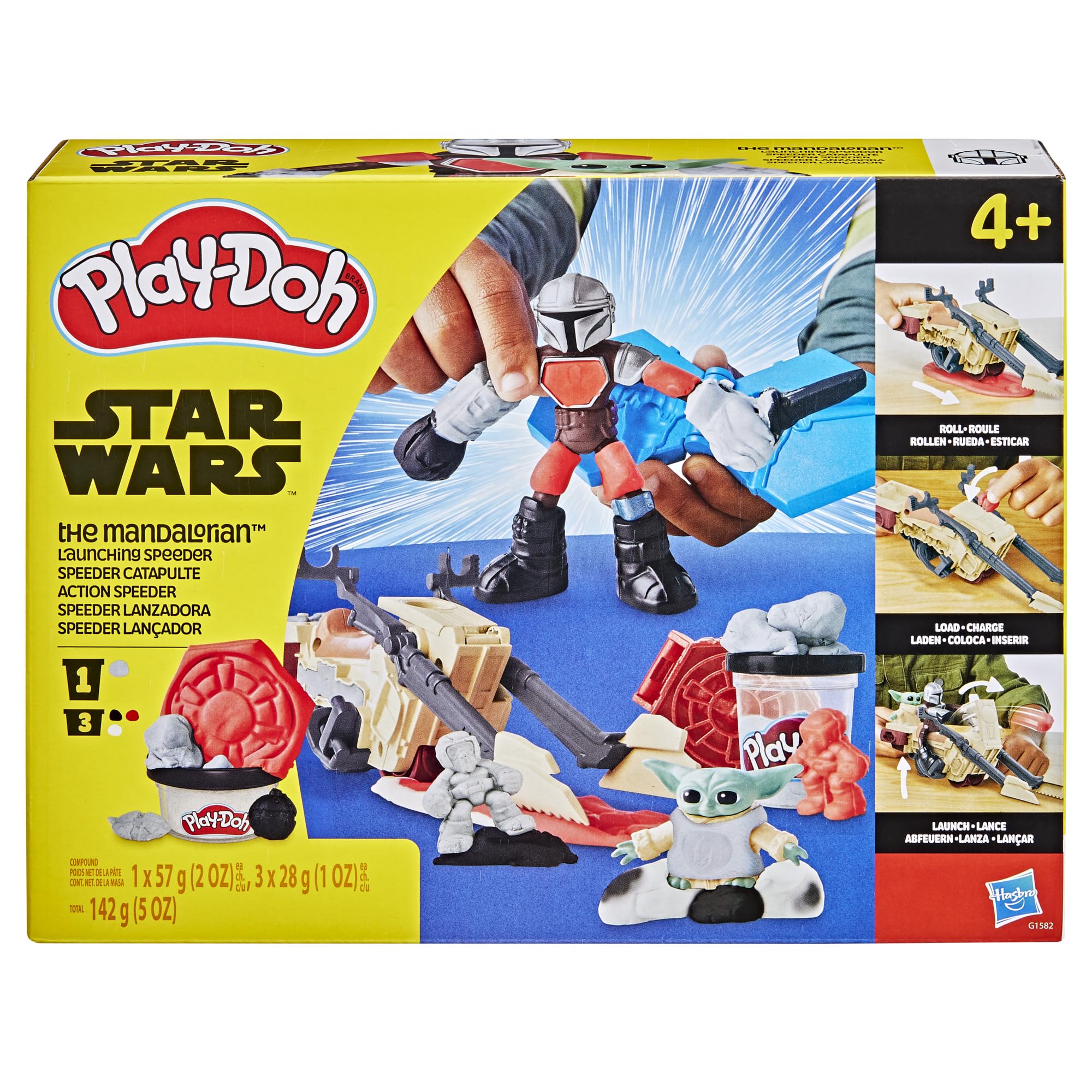 Play-Doh STAR WARS: THE MANDALORIAN Launching Speeder Playset - Action Figures & Vehicle for Kids 4+ 8