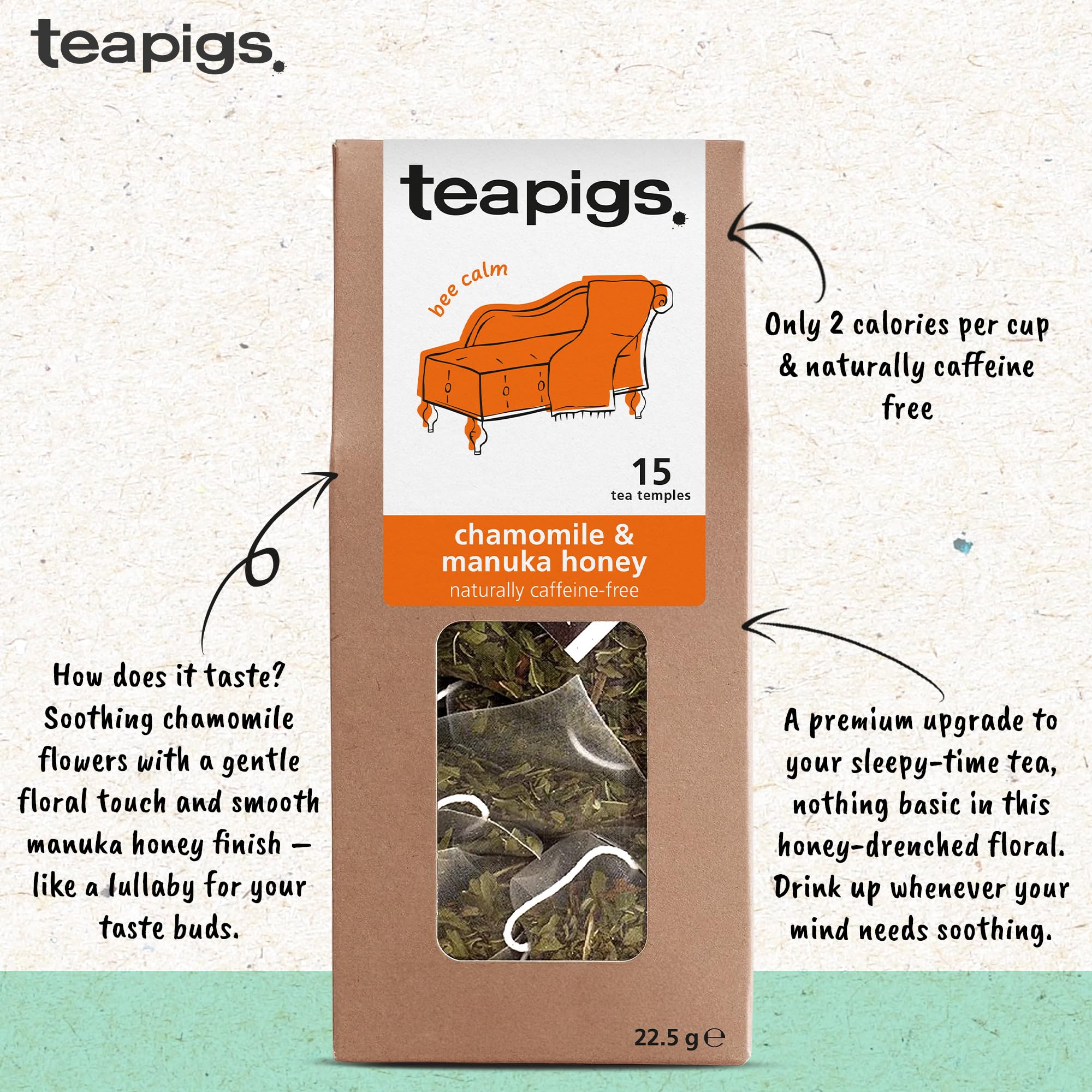 teapigs Kamille &amp; Manuka-Honig-Tee – Koffeinfreie Kräuterteebeutel 6