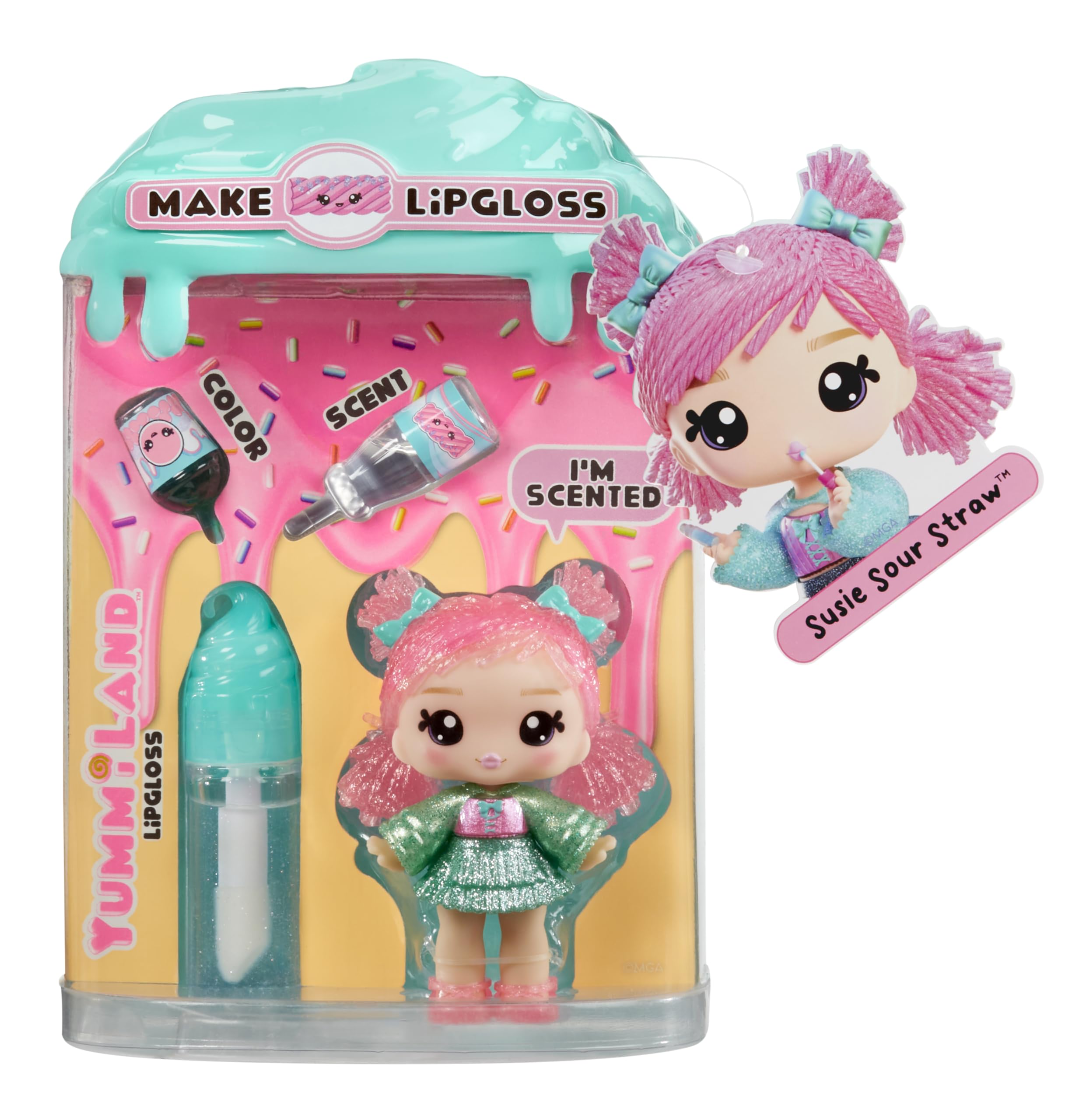 Yummiland Lip Gloss Doll - Susie Sour Straw with DIY Lip Gloss Kit - Ages 3+