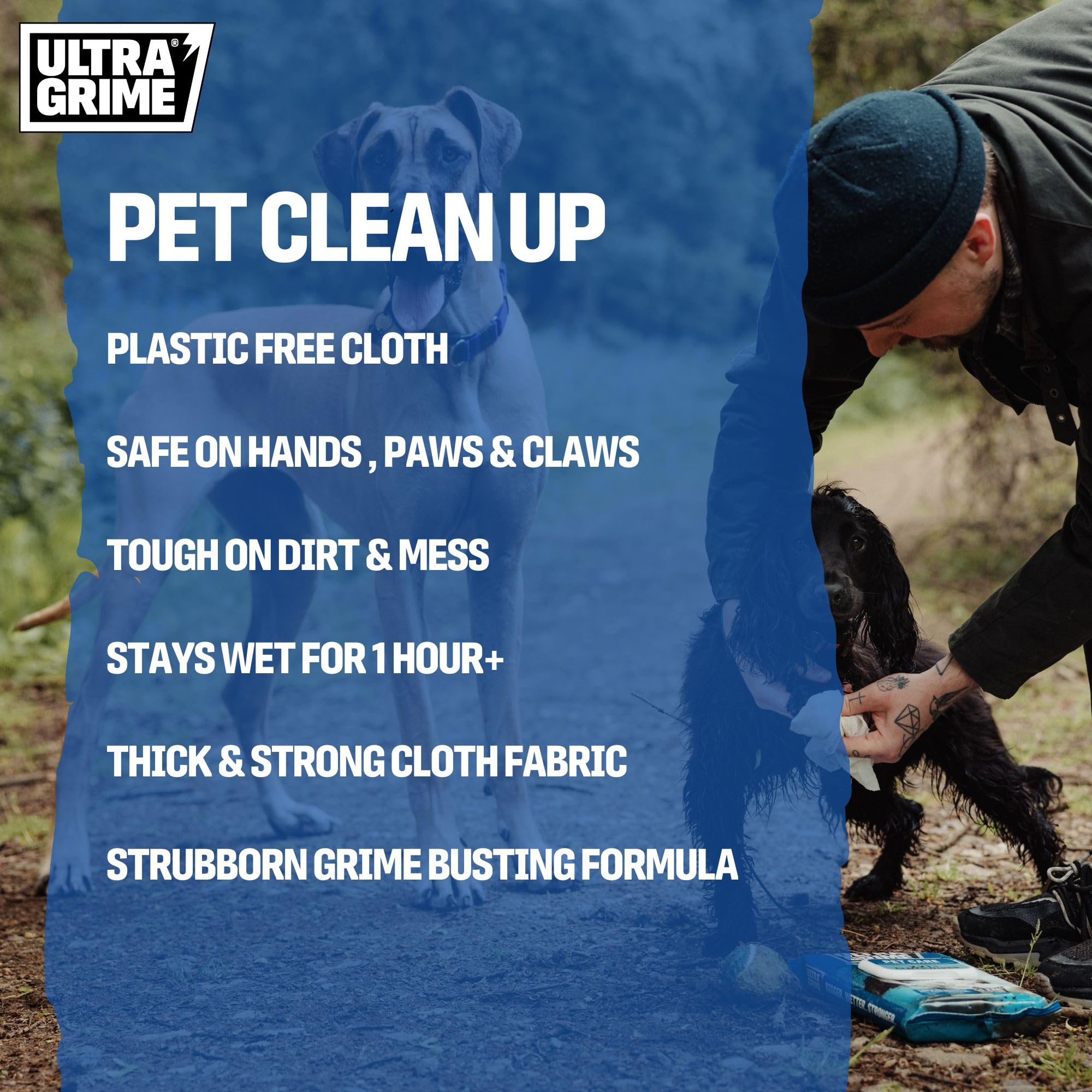 UltraGrime Pet Cleaning Wipes for Dogs & Cats - Extra Large, 40 Count, No Scent