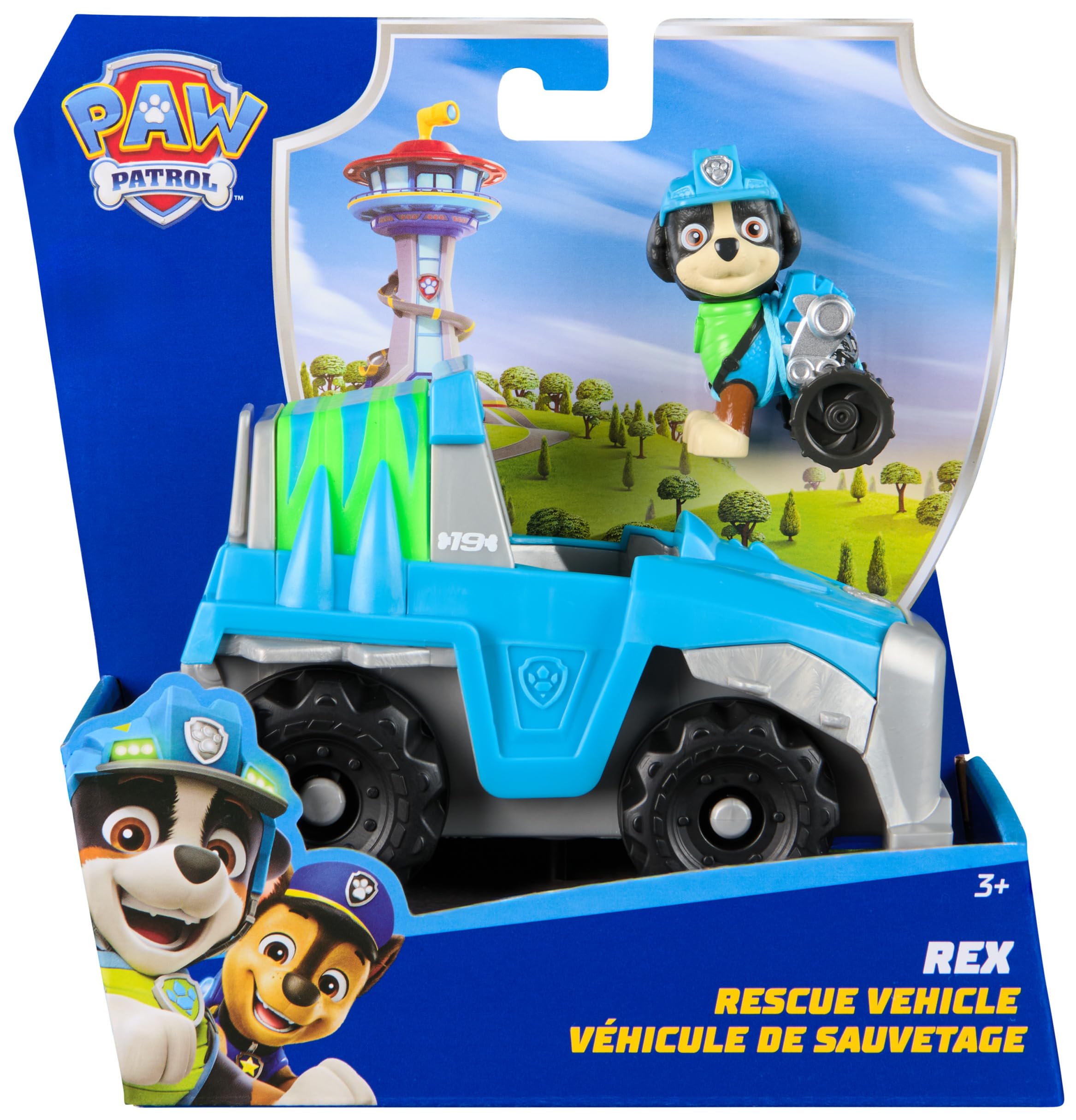 Paw Patrol Rex’s Dinosaur Rescue Vehicle with Collectible Action Figure - Sustainably Made Toy Truck for Kids 3+ 5