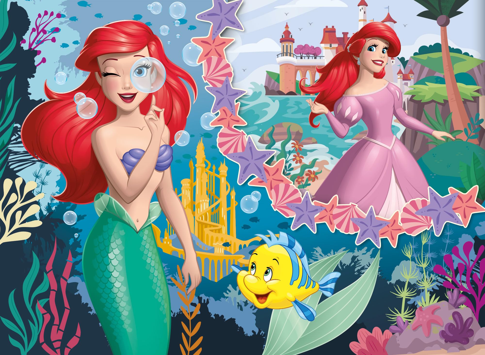 Lisciani Disney Princesses Ariel Double Sided Puzzle - 48 Pieces | Ages 4+