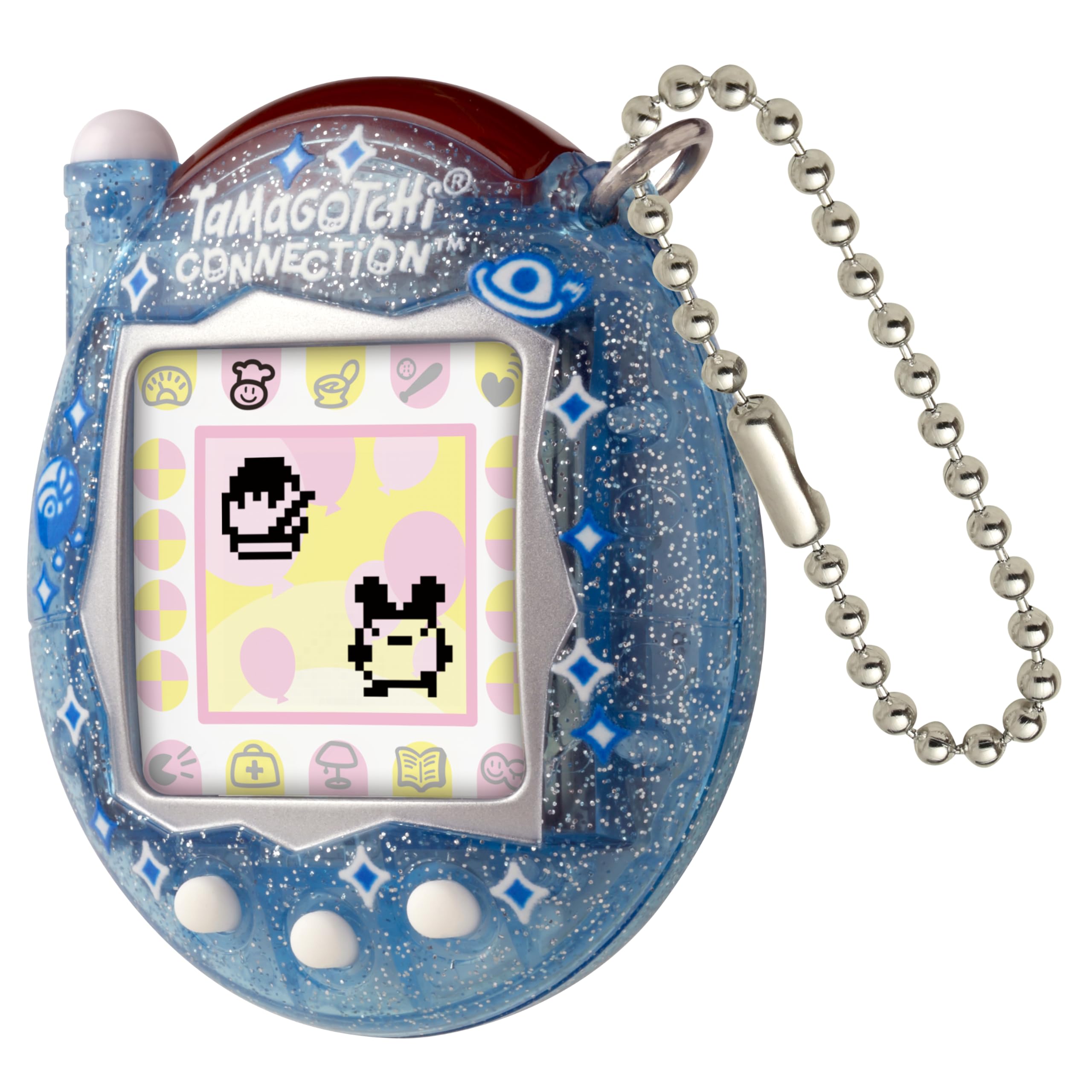 Tamagotchi Connection Digital Pet - Blue Glitter Shell with Infrared Connection for Kids 8+ 4