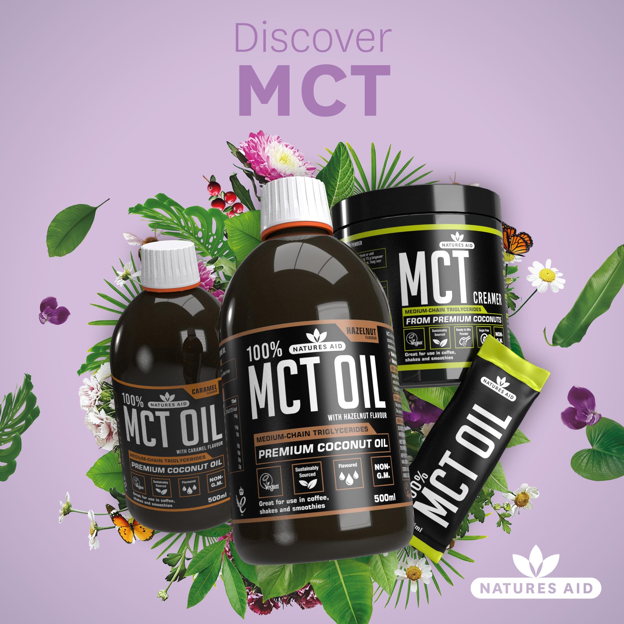 Natures Aid MCT Oil 500ml Hazelnut Flavour - Vegan, Sustainably Sourced from Coconut Oil for Coffee, Smoothies & Dressings 5