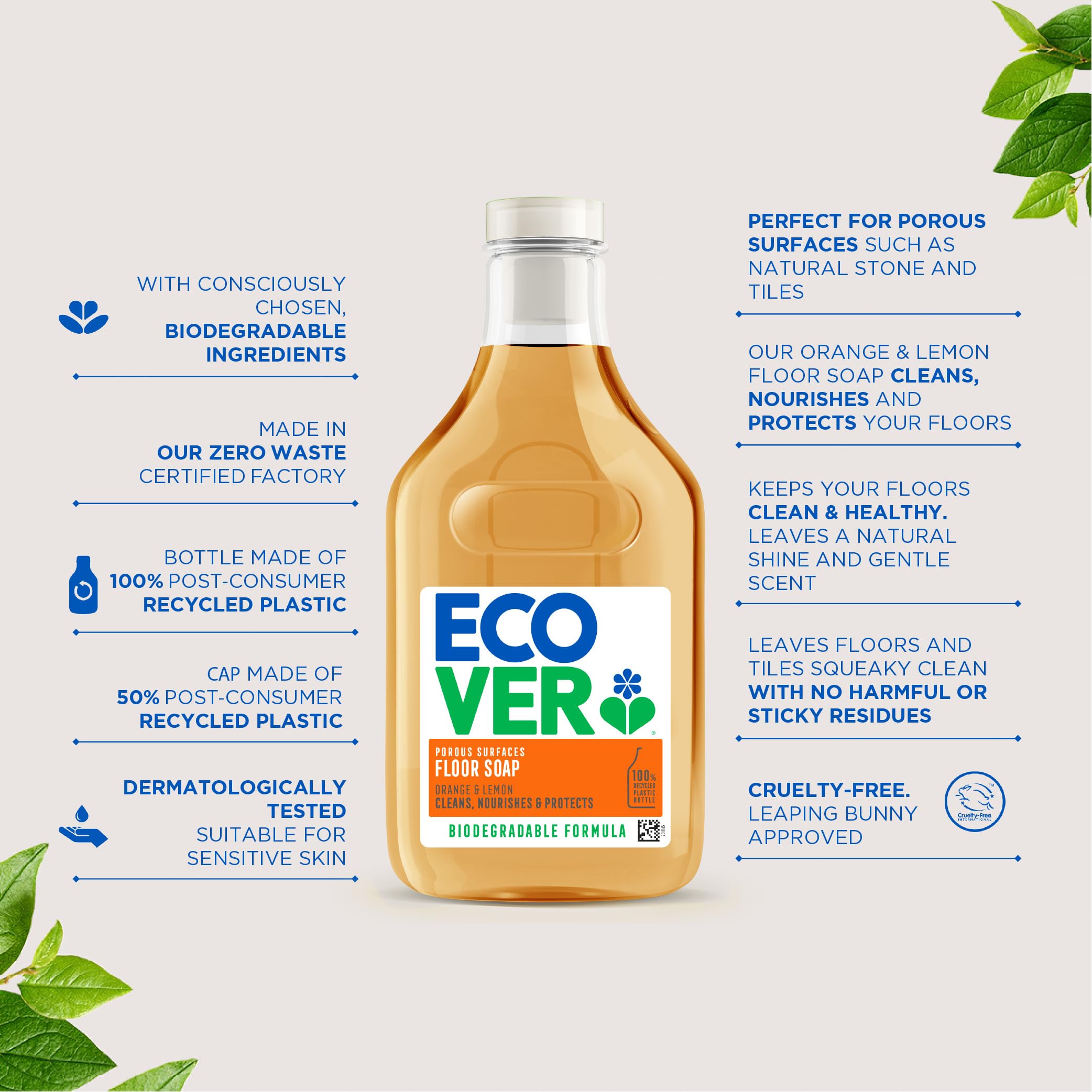 Ecover Orange &amp; Lemon Bodenseife, Mehrflächenreiniger für Naturstein und Fliesen 6