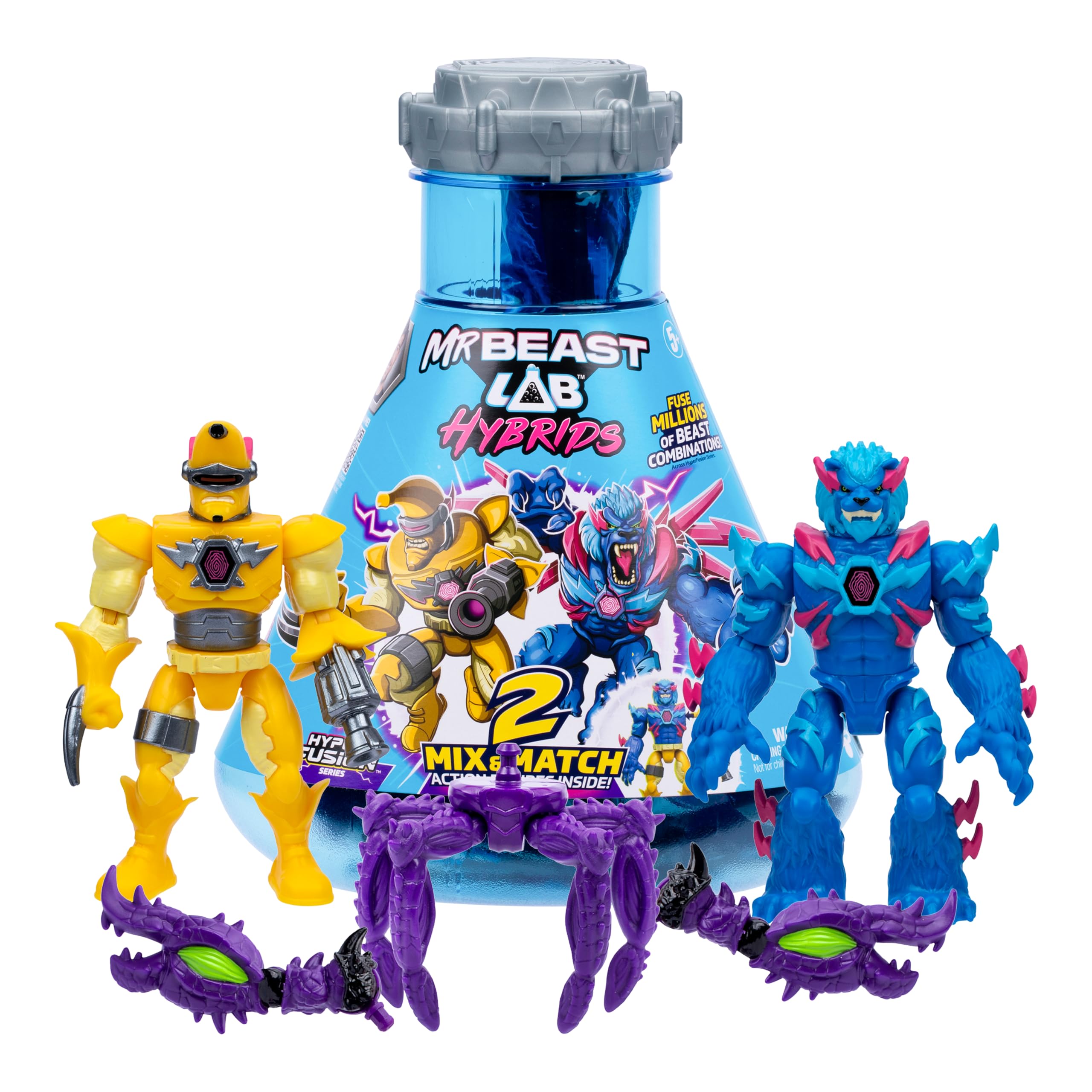 MRBEAST LAB Hybrids Multi Pack Action Figures - Create 2 Beasts | 4-Inch Scale | Interchangeable Parts