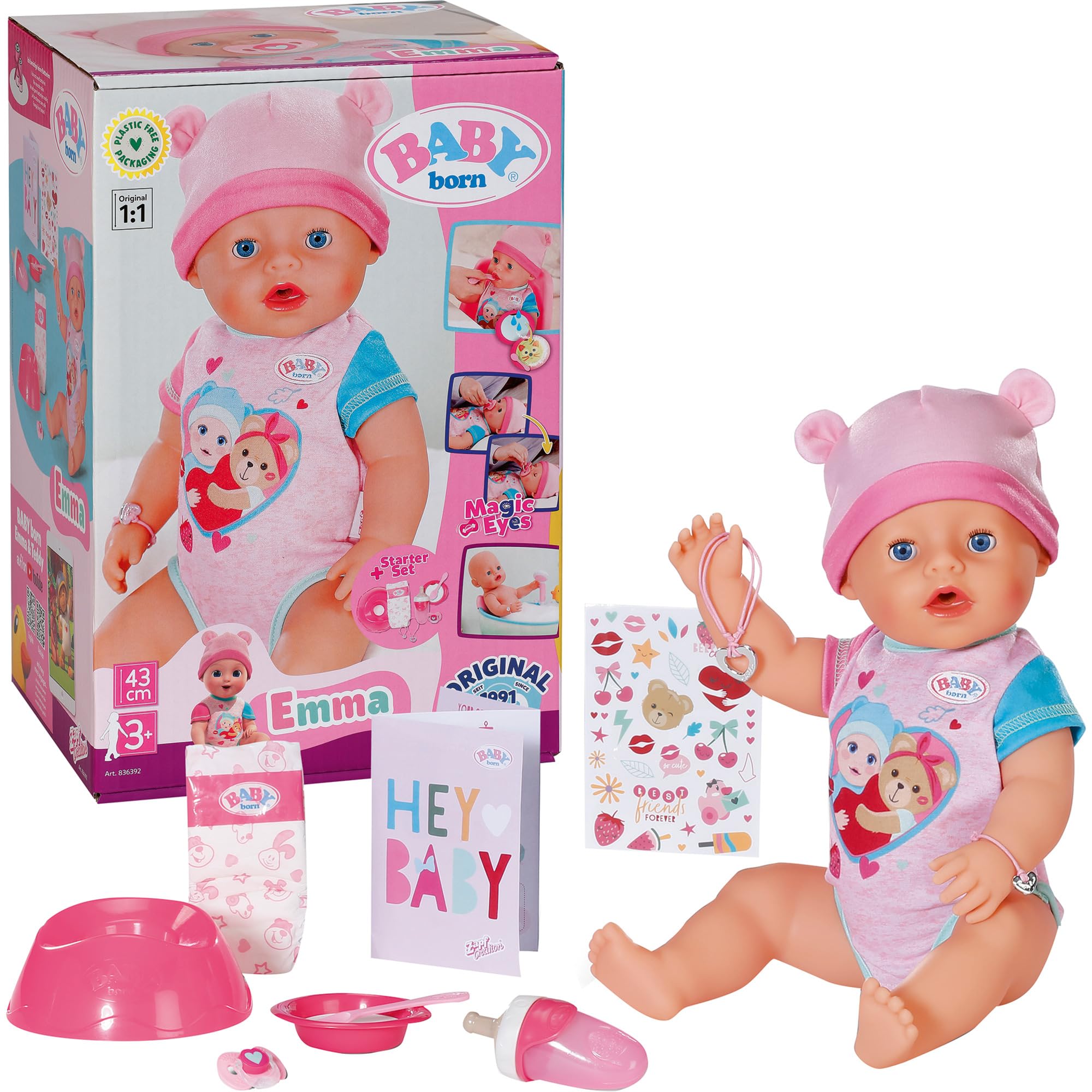 BABY born Emma - 43cm Interactive Baby Doll with 10 Functions & Accessories for Kids 10