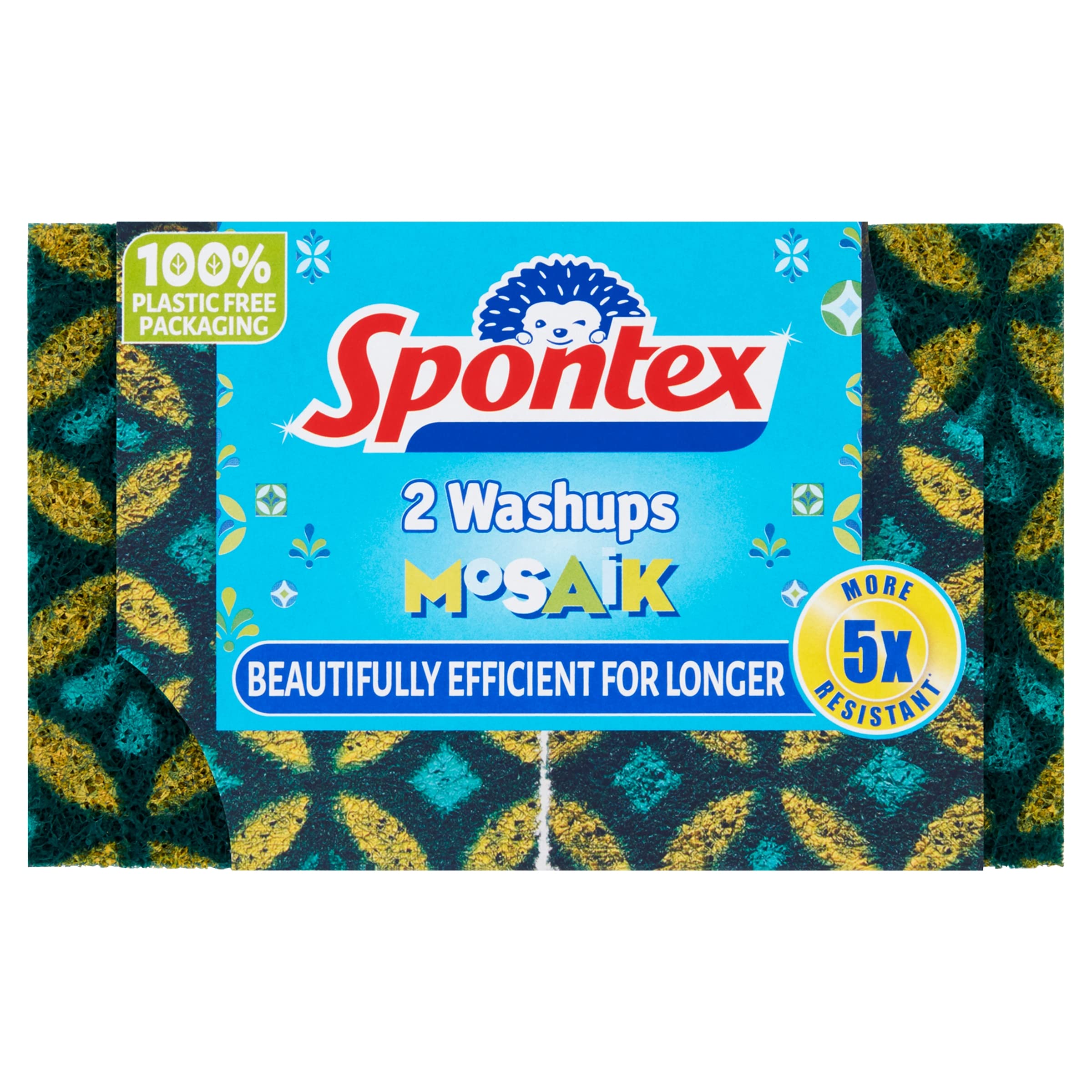 Spontex Washups Mosaik Sponge Scourers - 5x More Resistant to Wear | Pack of 2