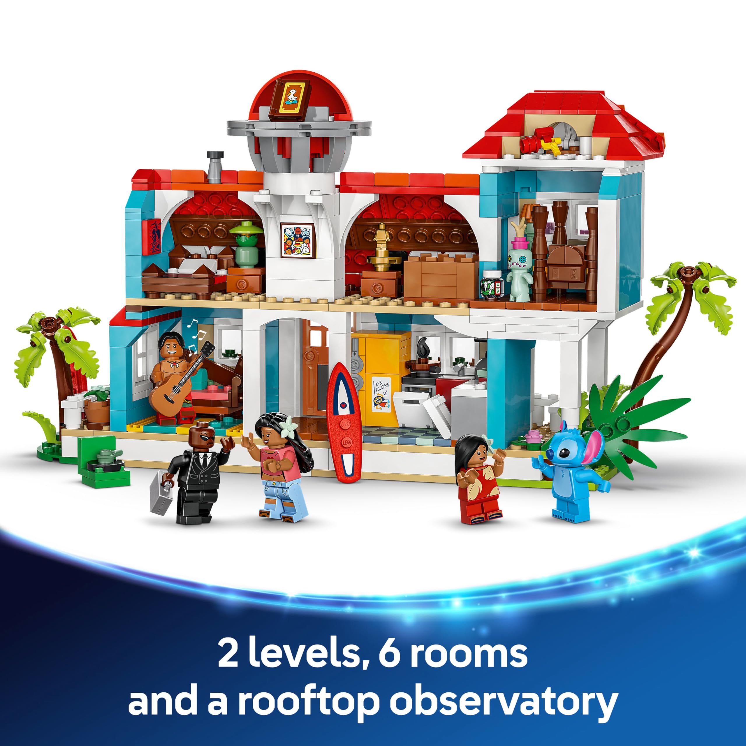 LEGO Disney Lilo and Stitch Beach House Building Toy - 6 Rooms, Observatory, 5 Minifigures, 834 Pieces 7