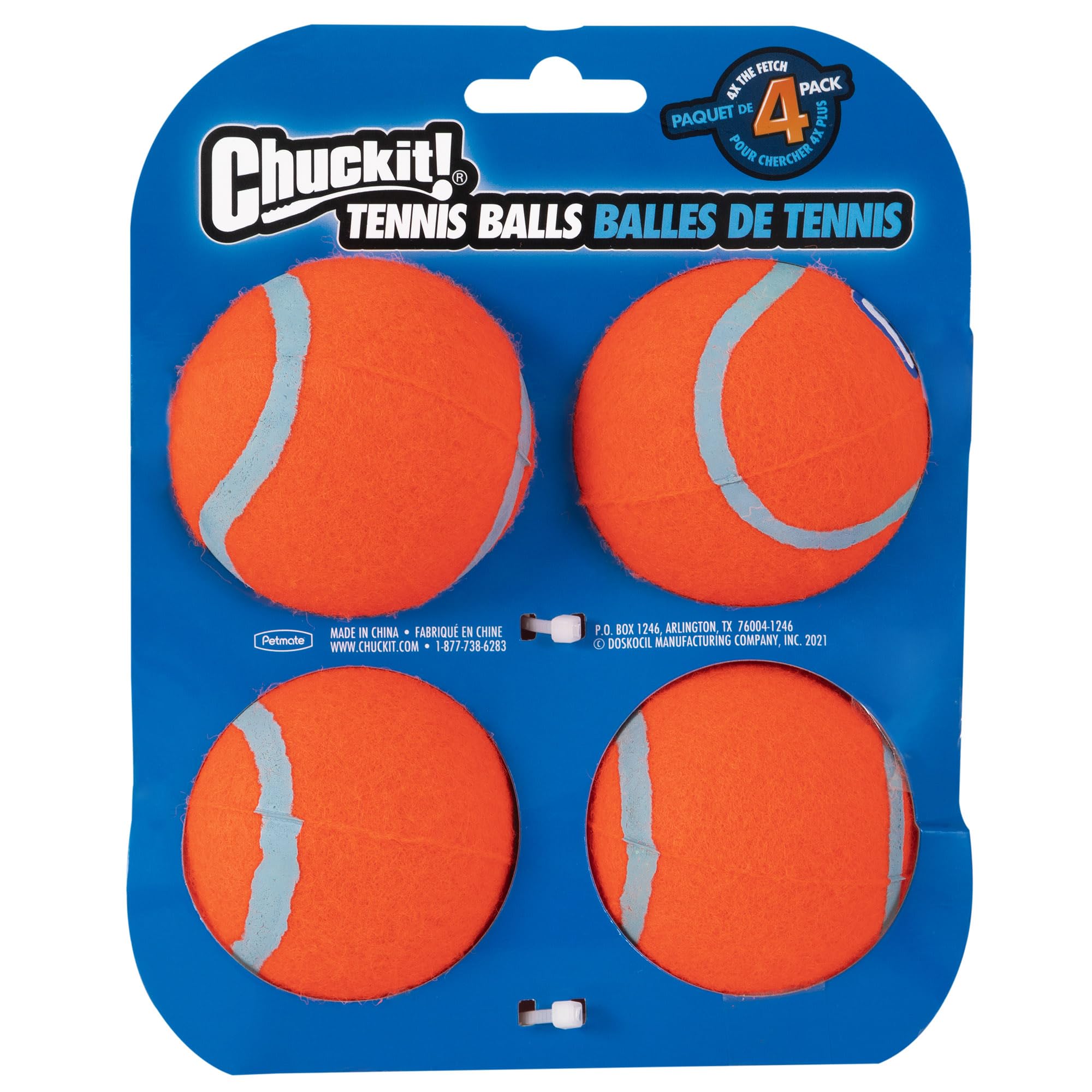 Chuckit! Tennis Ball Fetch Toy - Lightweight & Floatable | Medium Dogs | 4 Pack Orange 9