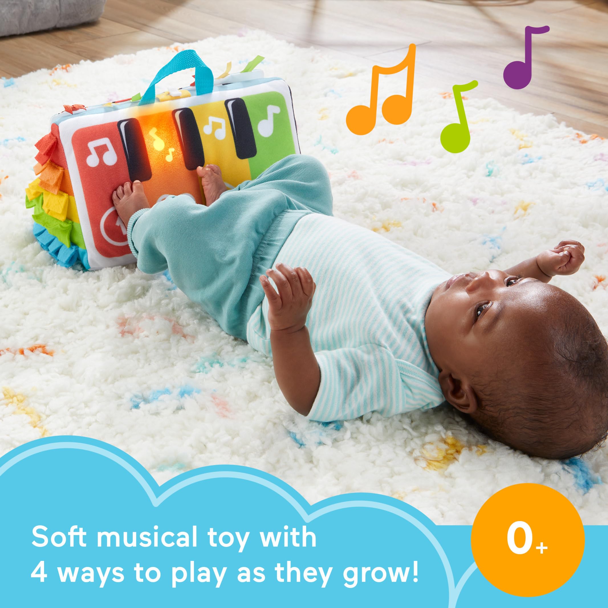 Fisher-Price Kick & Play Soft Piano - Musical Baby Toy for Tummy Time & Sensory Play 12