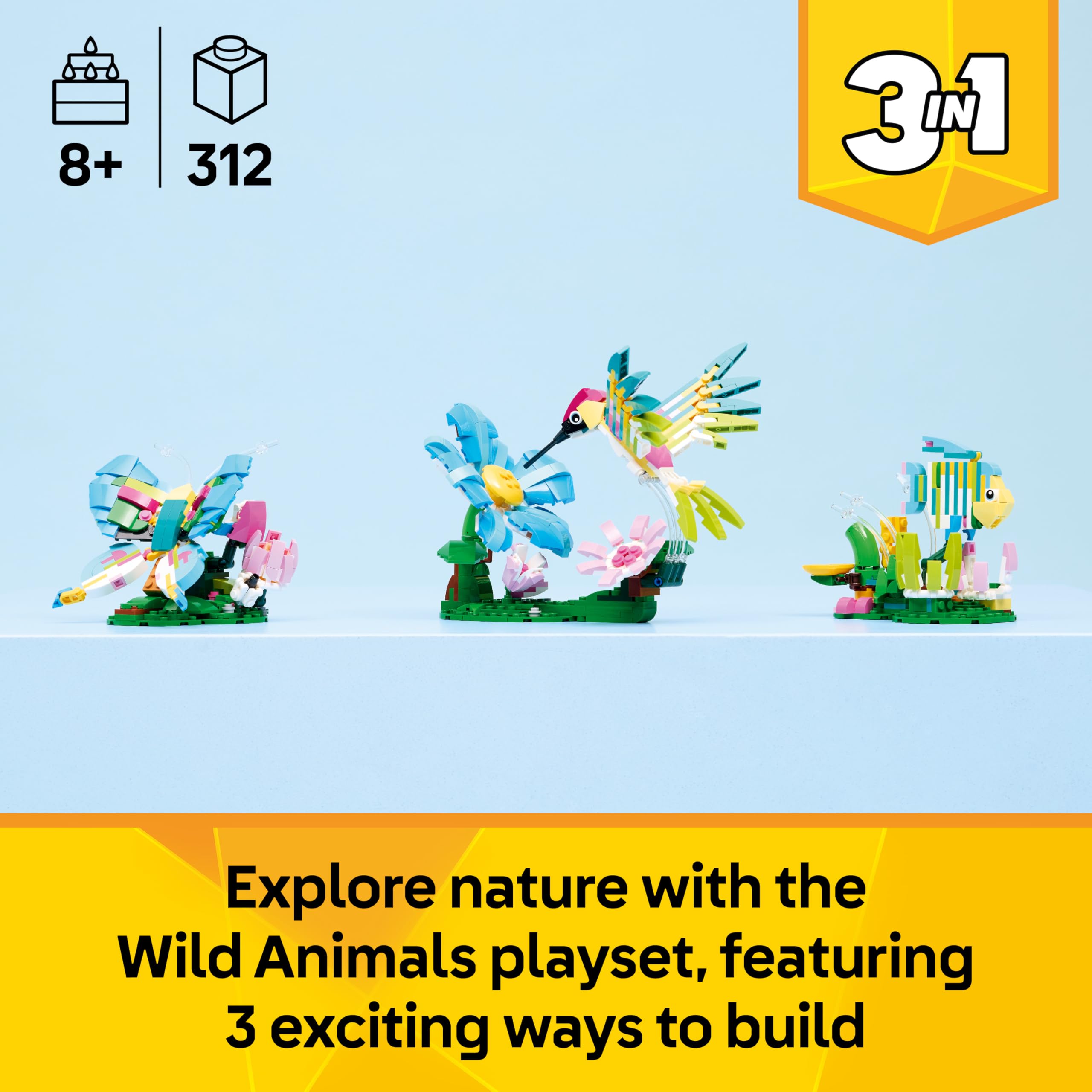 LEGO Creator 3in1 Wild Animals: Colourful Hummingbird Set 31384 | 3 Models in 1 | Ages 8+ 2