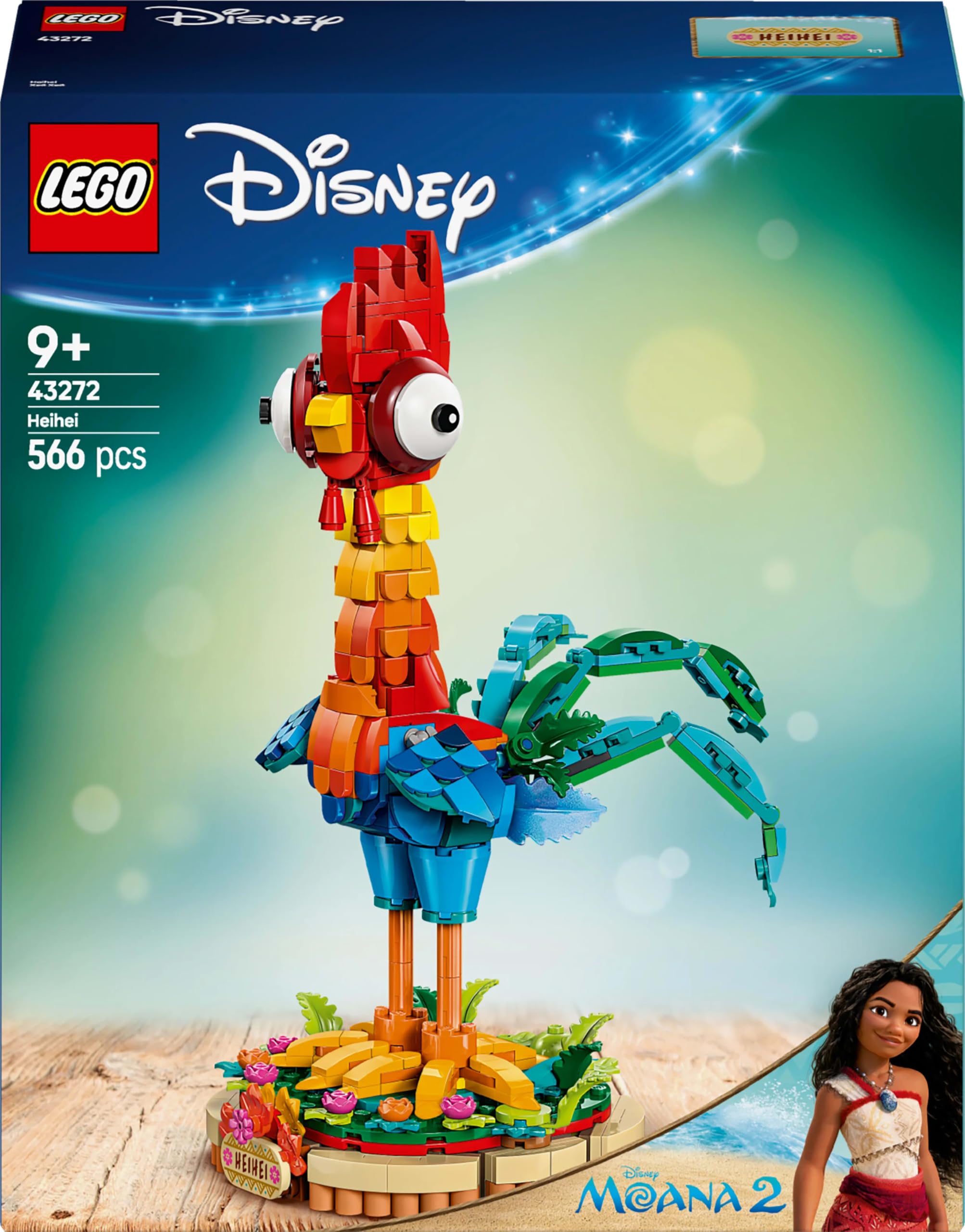 LEGO ǀ Disney Vaiana 2 Heihei Baubares Tierspielzeug – Bewegliche Hühnerfigur mit Ständer für Kinder ab 9 Jahren 9