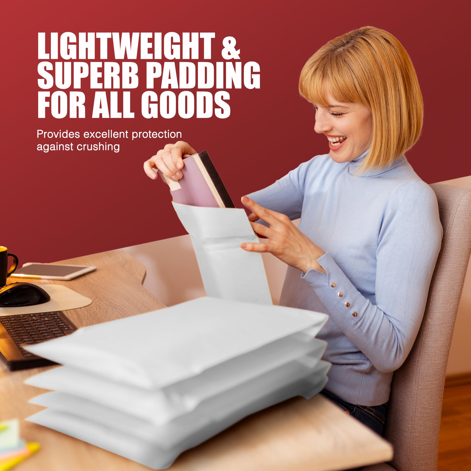 Merrimen Padded Envelope Mailers - A4 Size, 10 Pack White Polyethylene Mailers for Logistics 4