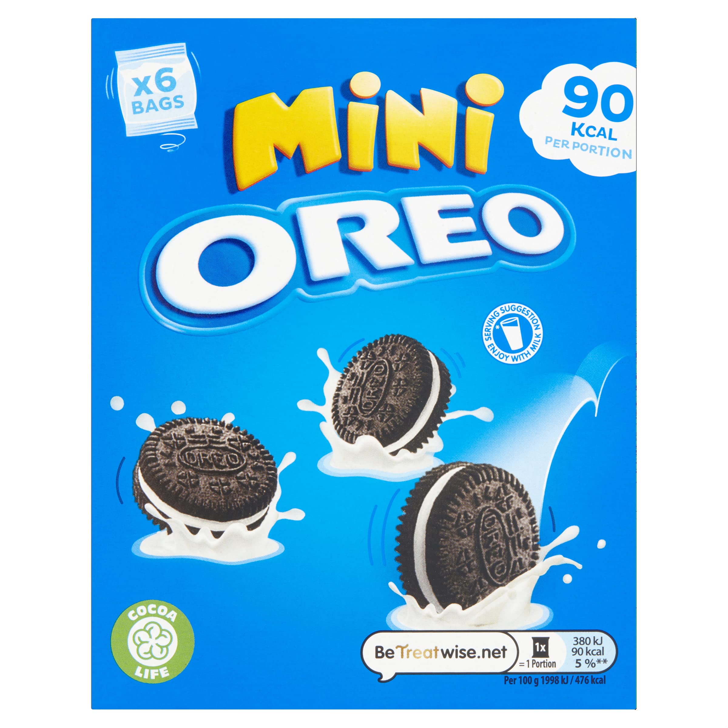 Oreo Chocolate Sandwich Biscuit Mini Bags, Classic Cream-Filled Snacks, Pack of 6 5
