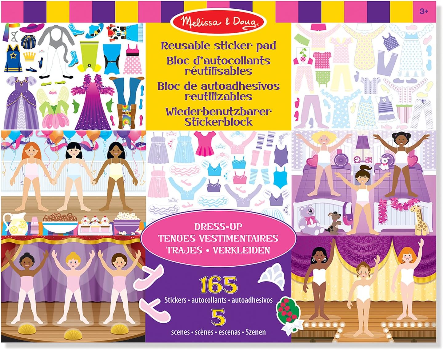 Melissa & Doug Reusable Sticker Pad - Dress-Up | 165+ Cling Stickers & 5 Backgrounds | Ages 3-8 7