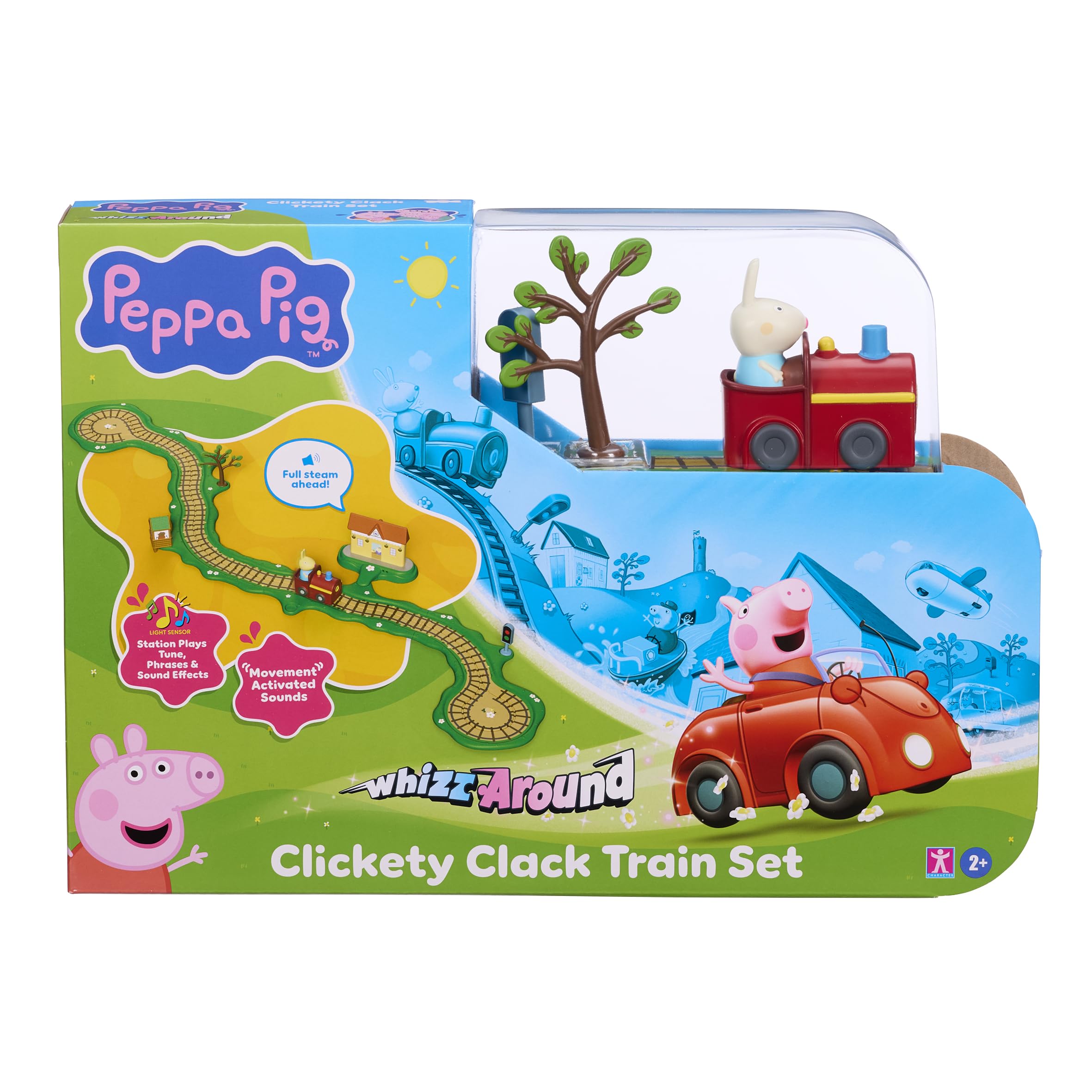 Peppa Pig Whizz Around Clickety Clack Train Set - Motorised Vehicle Playset for Ages 2+