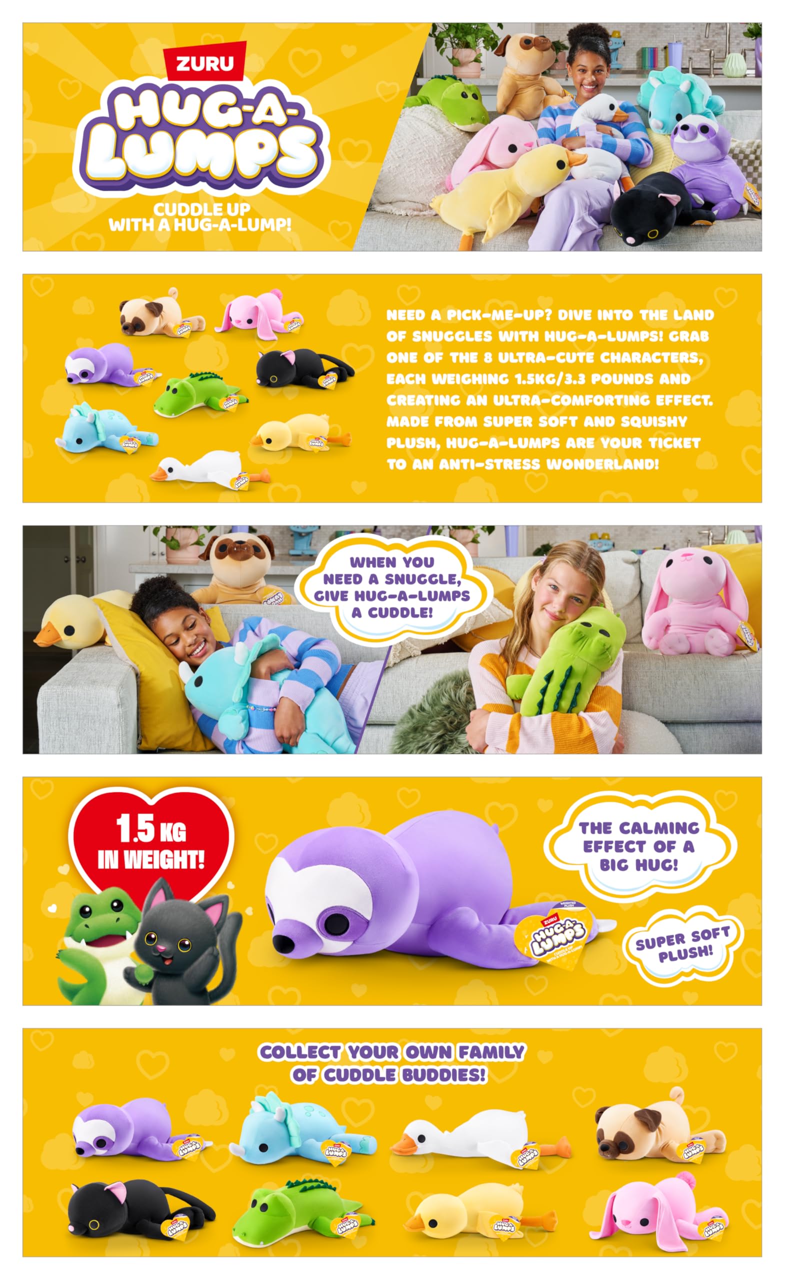 Hug-A-Lumps by ZURU - Weighted Plush Cuddly Comfort Toy, 1.5kg Goose (Mav) 5