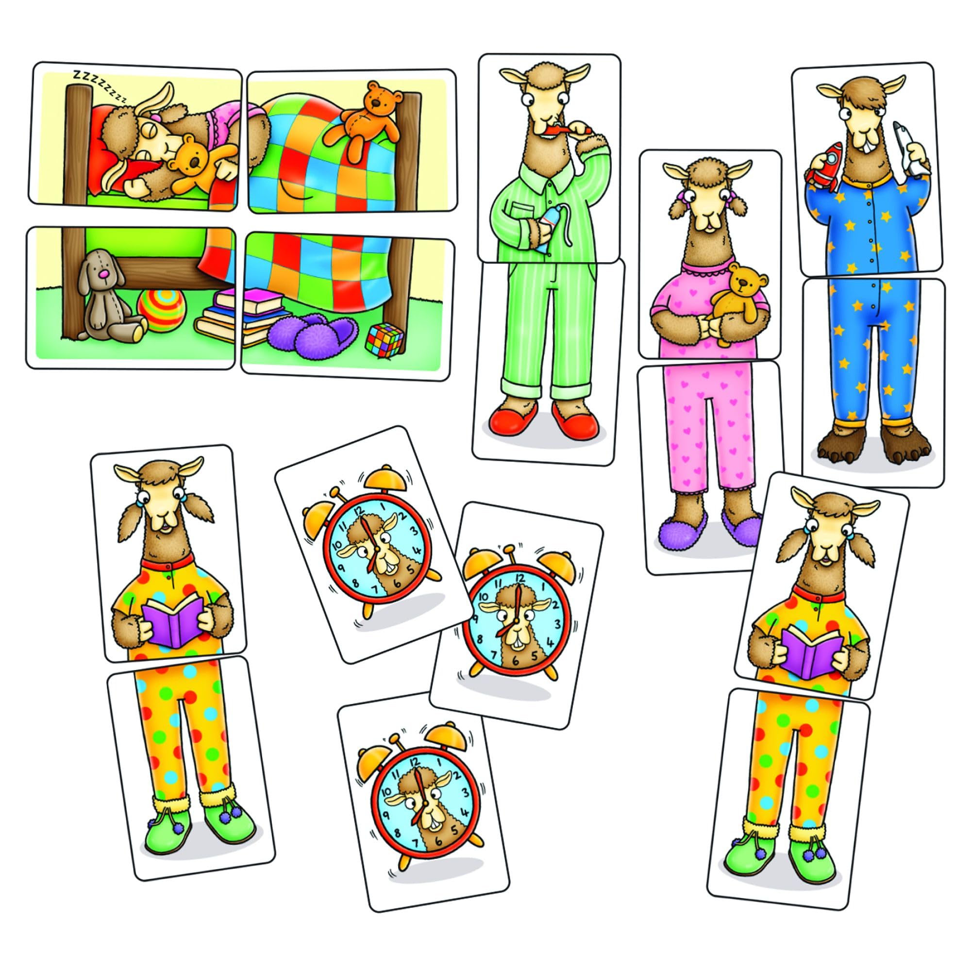 Orchard Toys Lamas im Pyjama, Mini-Reisespiel für Kinder, pädagogisches Zuordnungsspiel für Kinder im Alter von 3–6 Jahren
