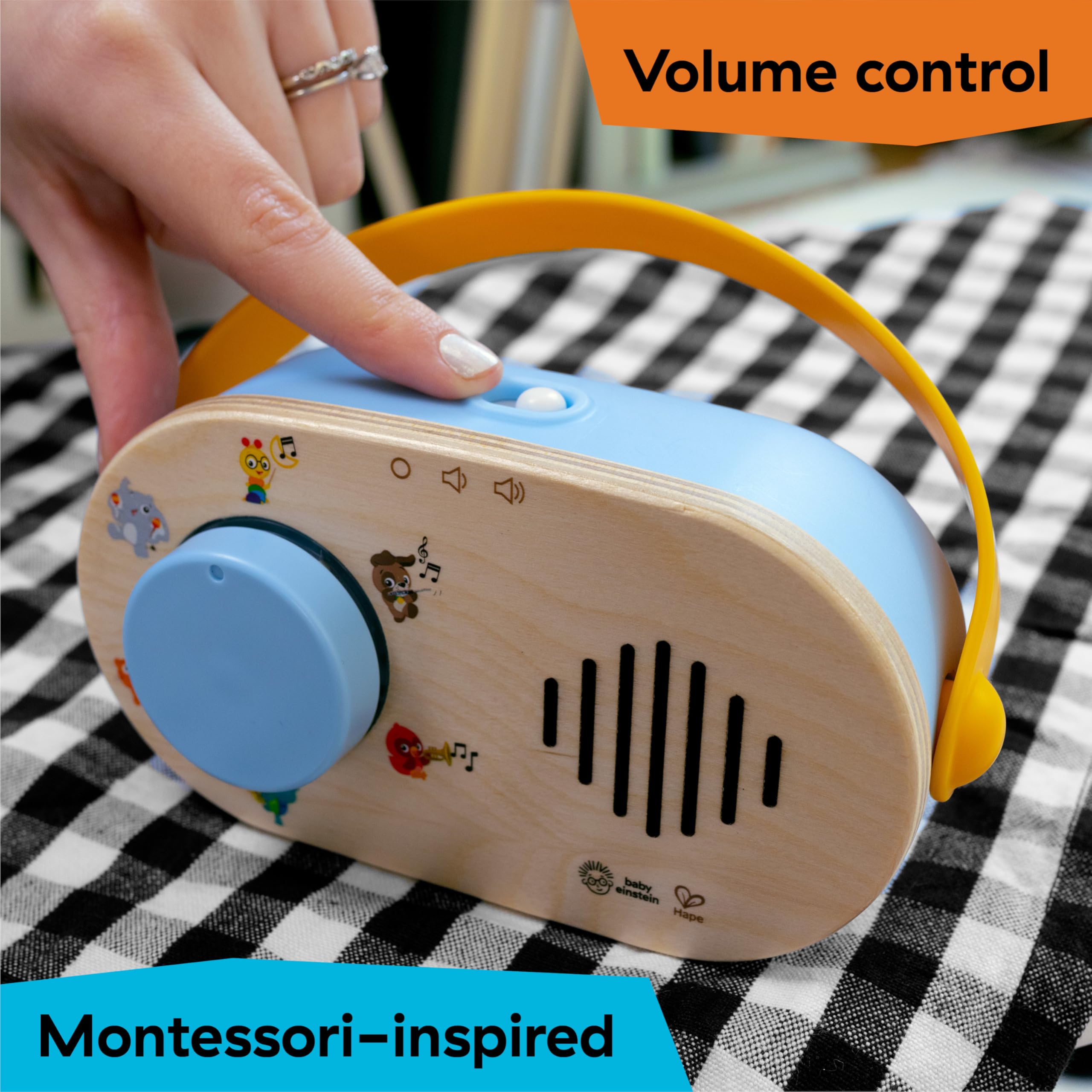 Baby Einstein + Hape Discovery Radio Toy - Musical Light-Up Radio with 30 Melodies & 12 Animal Sounds, Ages 6 Months+ 4