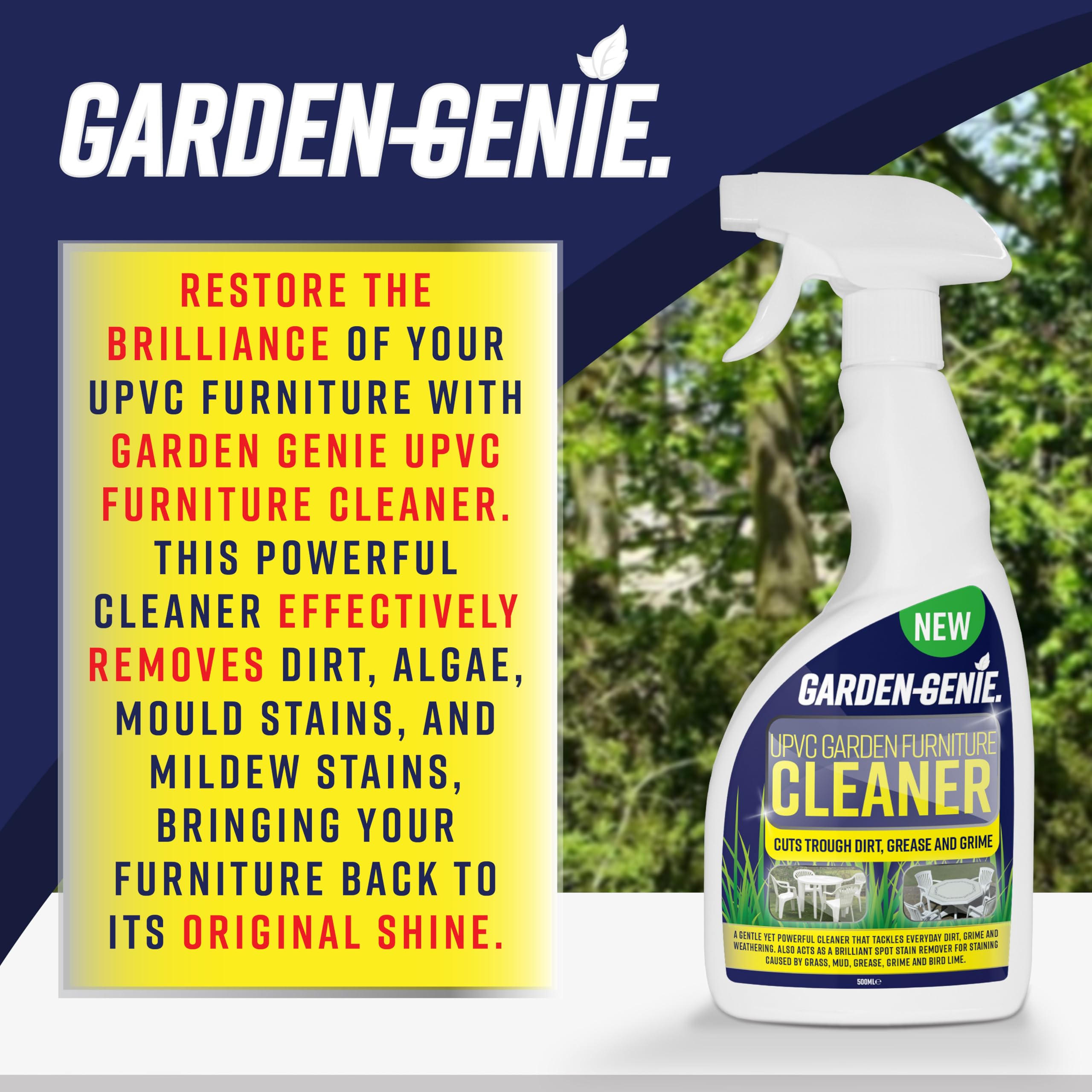 Garden Genie UPVC Furniture Cleaner - Powerful Stain Removal | Non-Abrasive | 500 ml