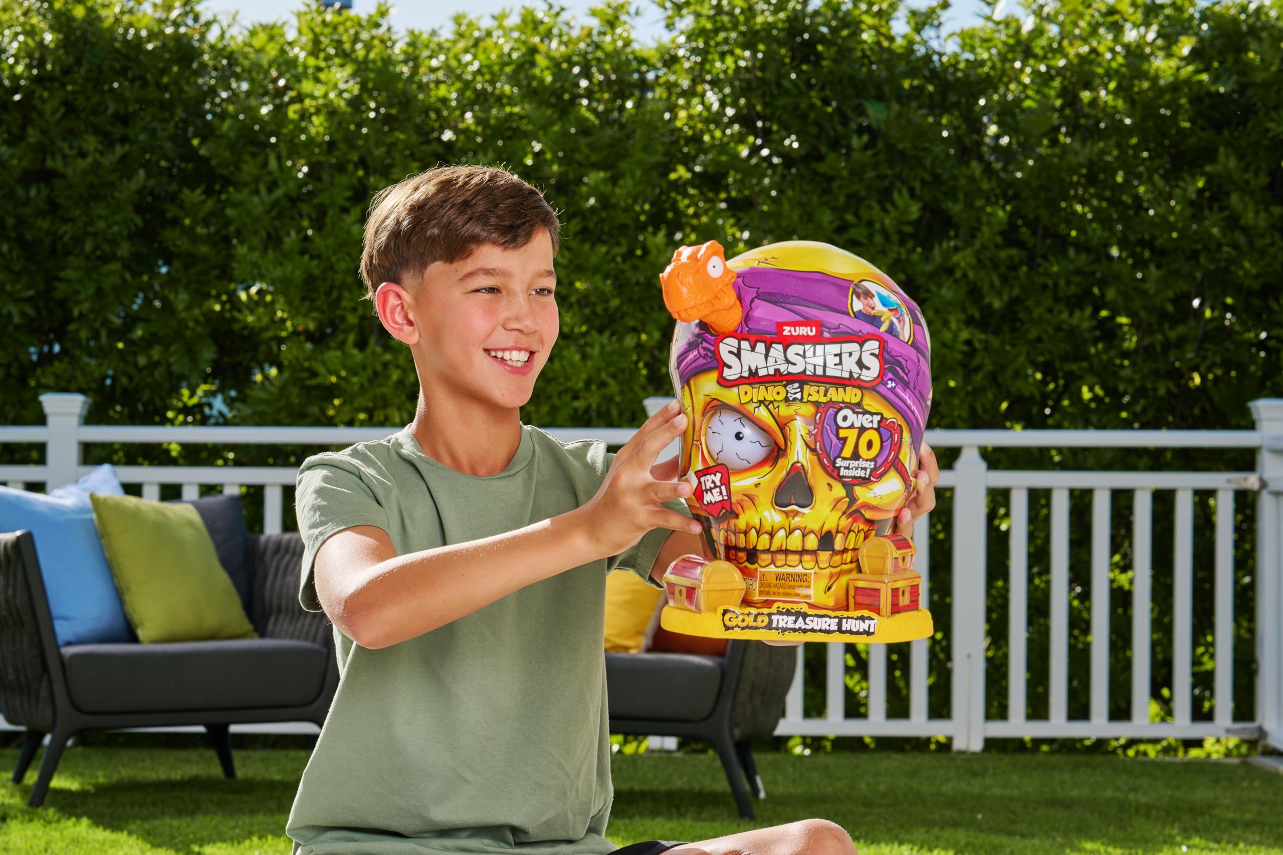 Smashers Dino Island Gold Treasure Hunt (Grey) - Interactive Playset with 70+ Surprises, Roars & Glows 5