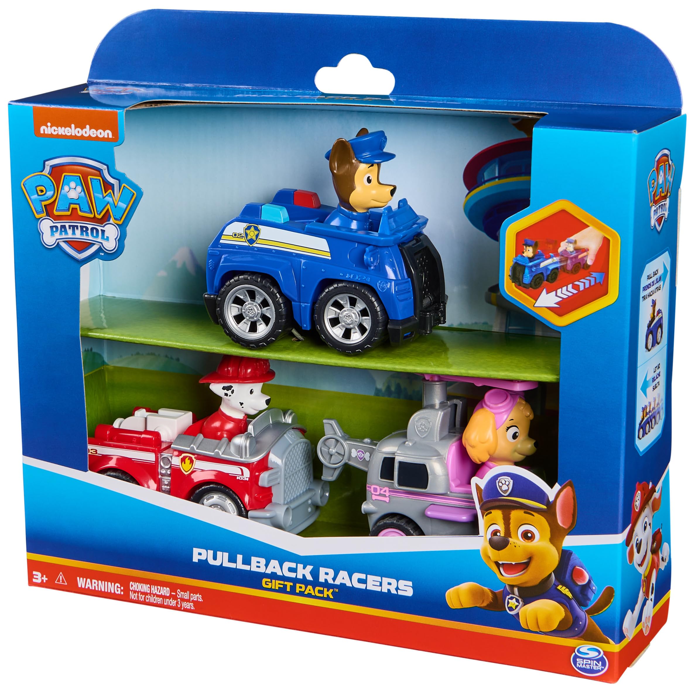Paw Patrol Deluxe Rescue Racers Triple Pack (Chase, Marshall, Skye) | Pull Back Action | Ages 3+ 7