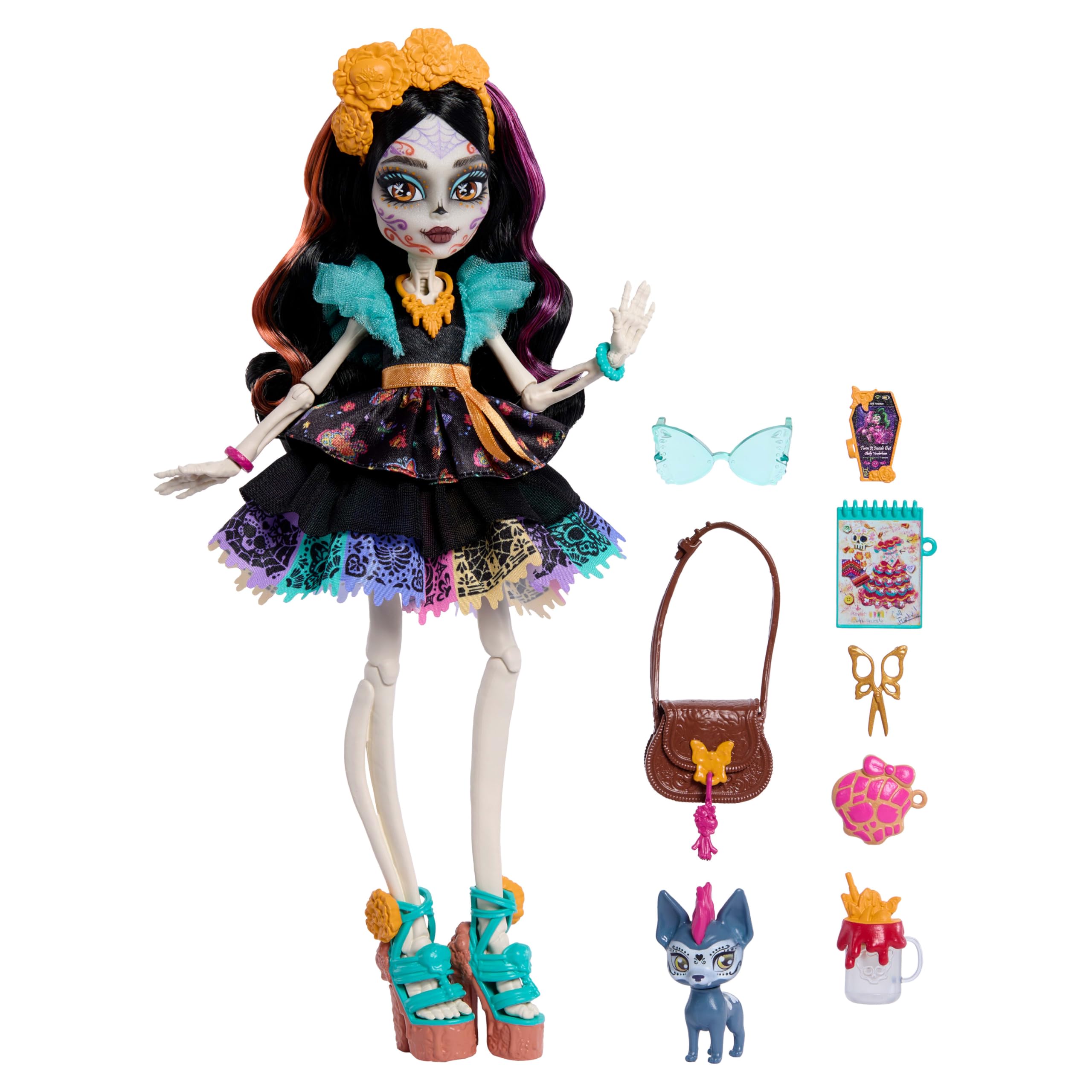Monster High Skelita Calaveras Doll - Colorful Papel Picado Dress with Pet & Accessories 4