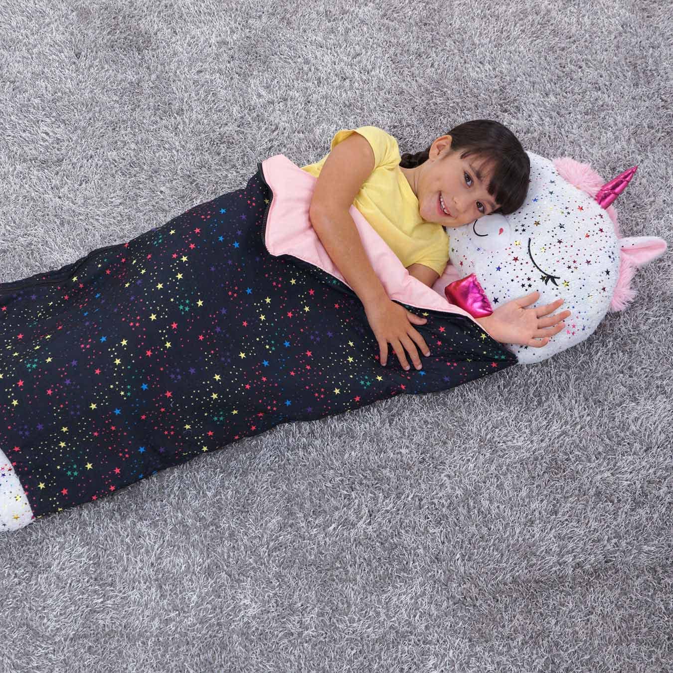 Happy Nappers Kids Sleeping Bag - Shimmer Unicorn - Plush Toy & Comfy Sleep Bag 7