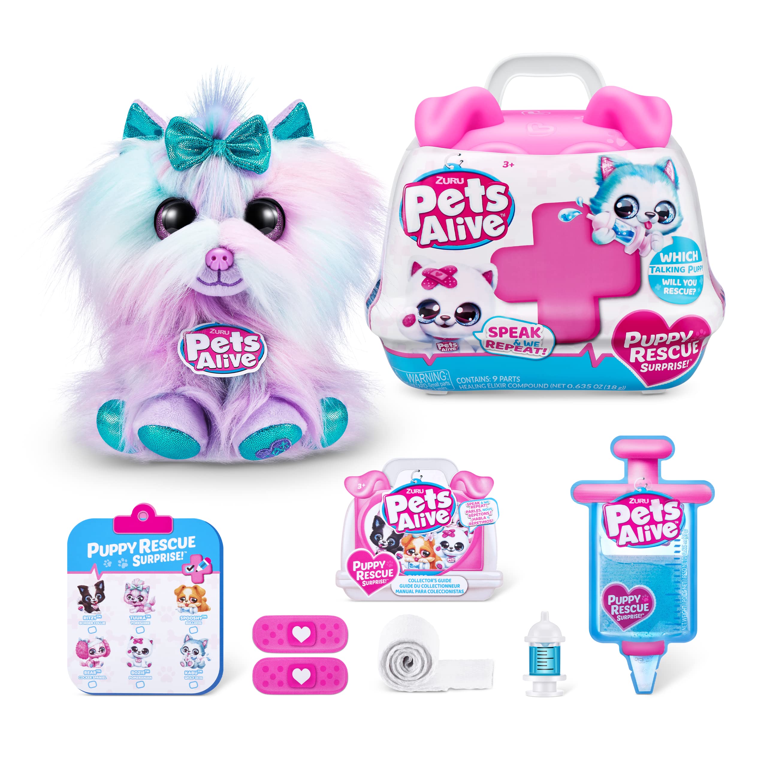 Pets Alive Puppy Rescue Surprise Series 3 - Yorkshire Plush Interactive Toy with Speak & Repeat 8