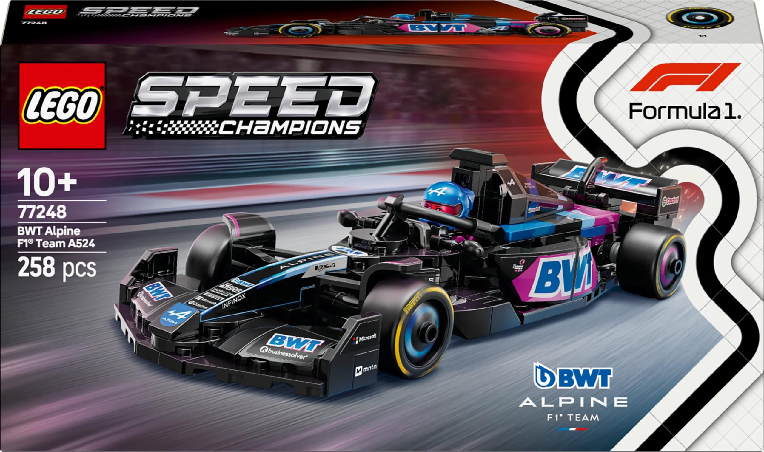 LEGO Speed ​​Champions BWT Alpine F1 Team A524 Rennwagen-Spielzeug – Bauset für 10+ mit Minifigur 23