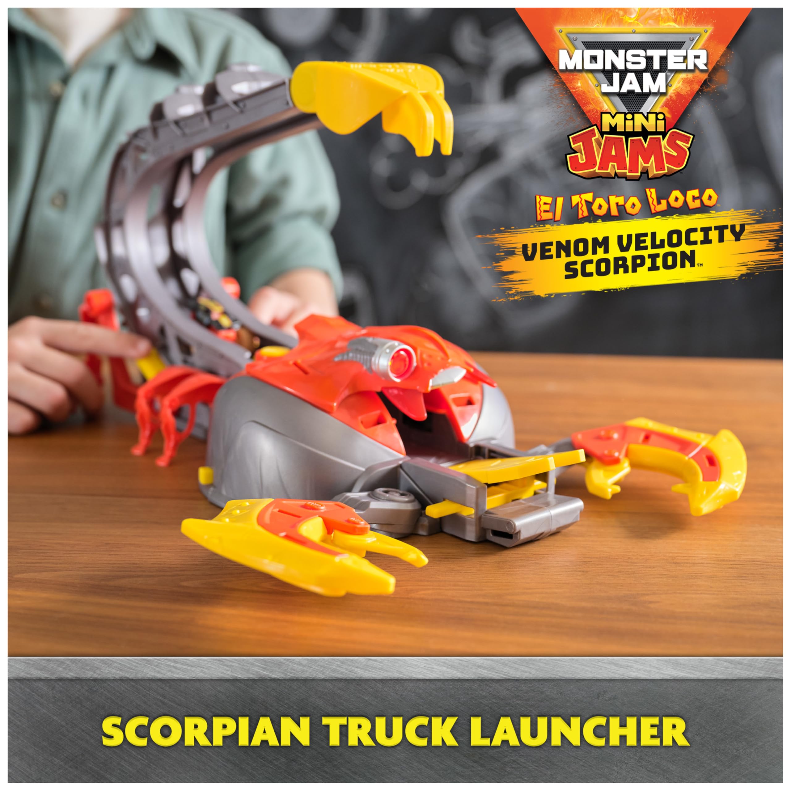 El Toro Loco Venom Velocity Scorpion Playset - 2-Speed Launcher with 2 Exclusive Mini Trucks 10
