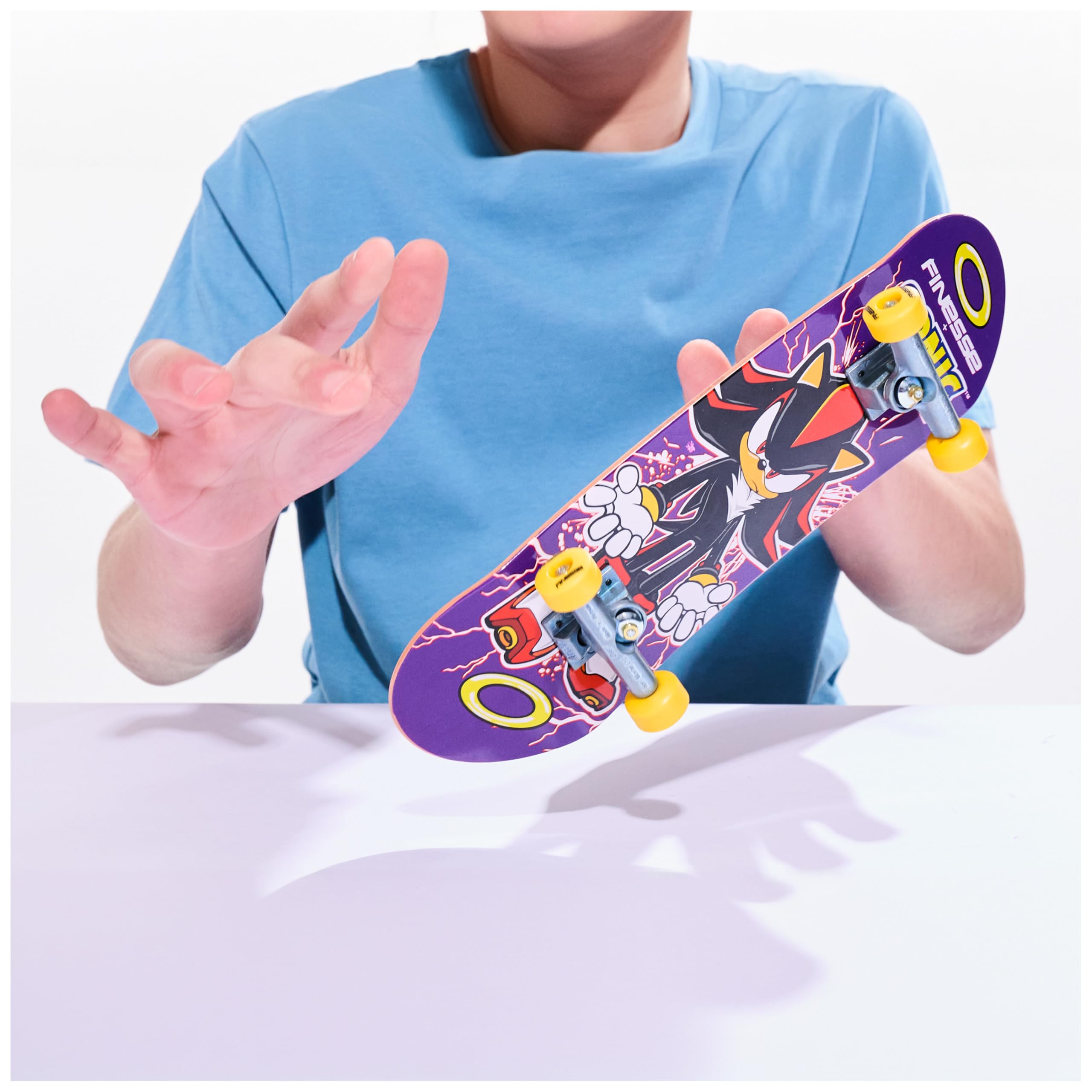 Tech Deck Finesse X Sonic Age 6+ Handboard | 9x Size Mini Skateboard | Die-Cast Trucks