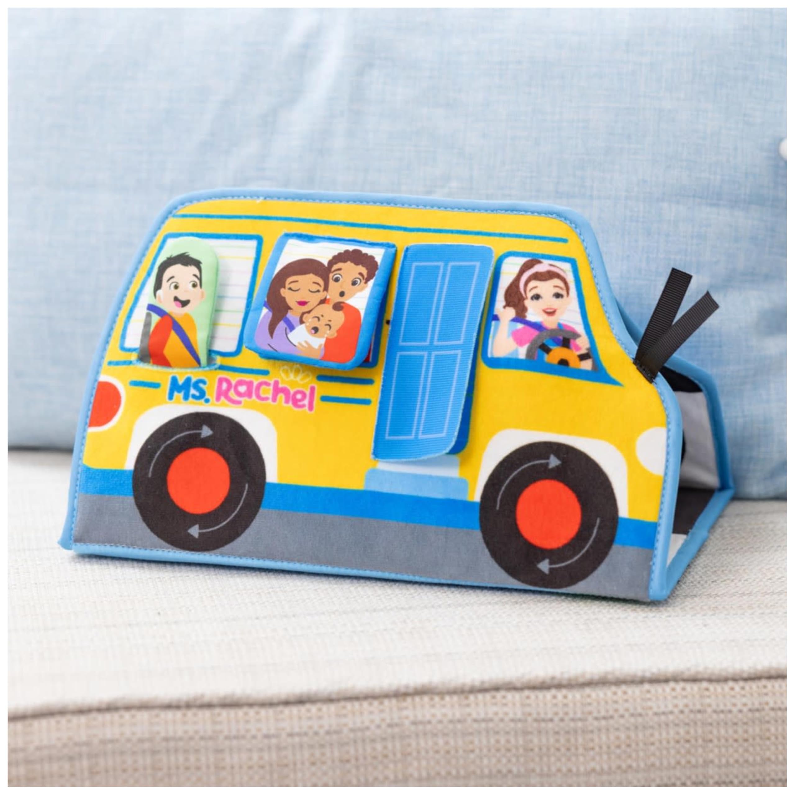 Ms. Rachel Tummy Time Activity Bus - Soft Folding Play Mat with Mirror & Textures for Sensory Development 12