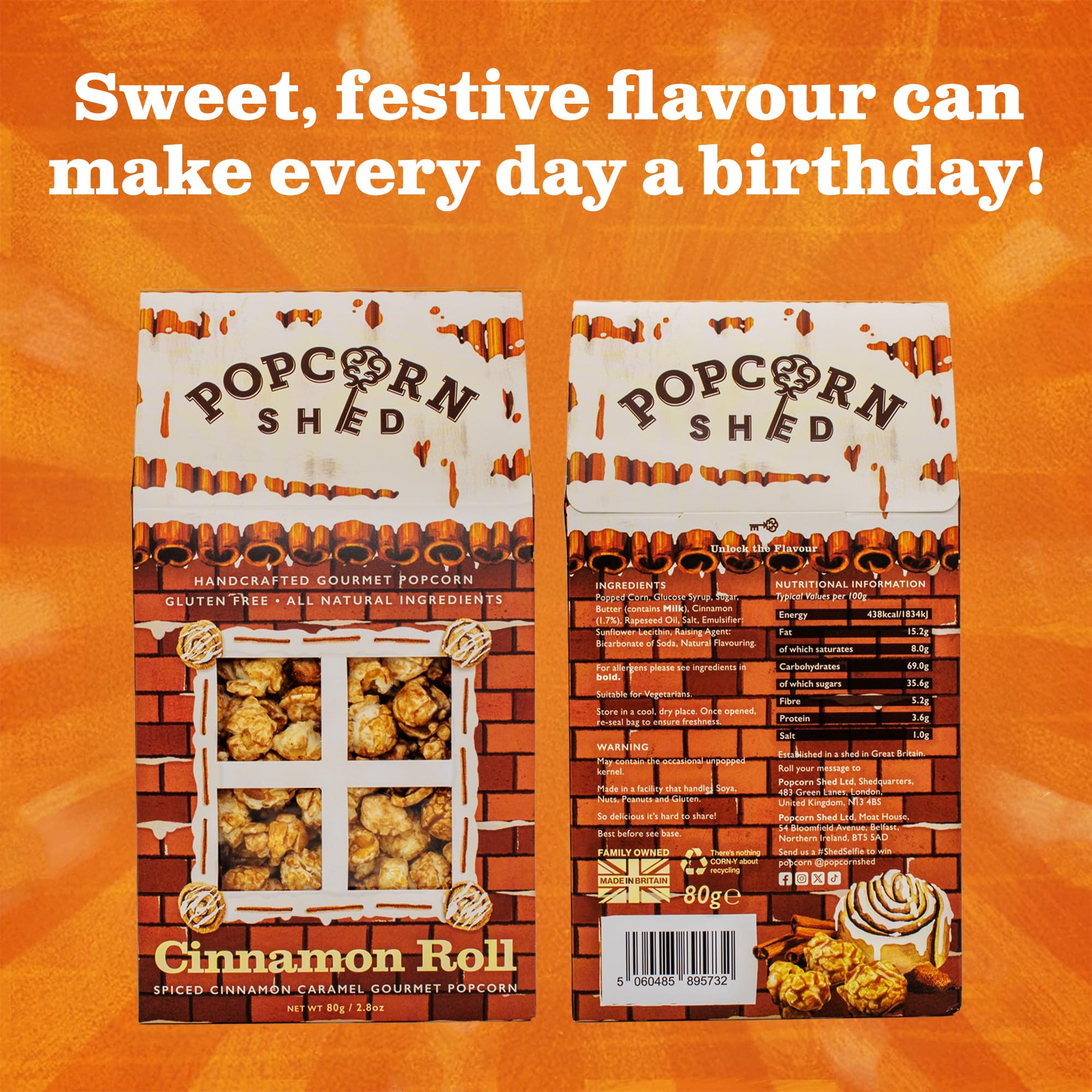 Popcorn Shed Cinnamon Roll Gourmet Popcorn - Sweet Cinnamon & Buttery Icing Sugar | 80g 4