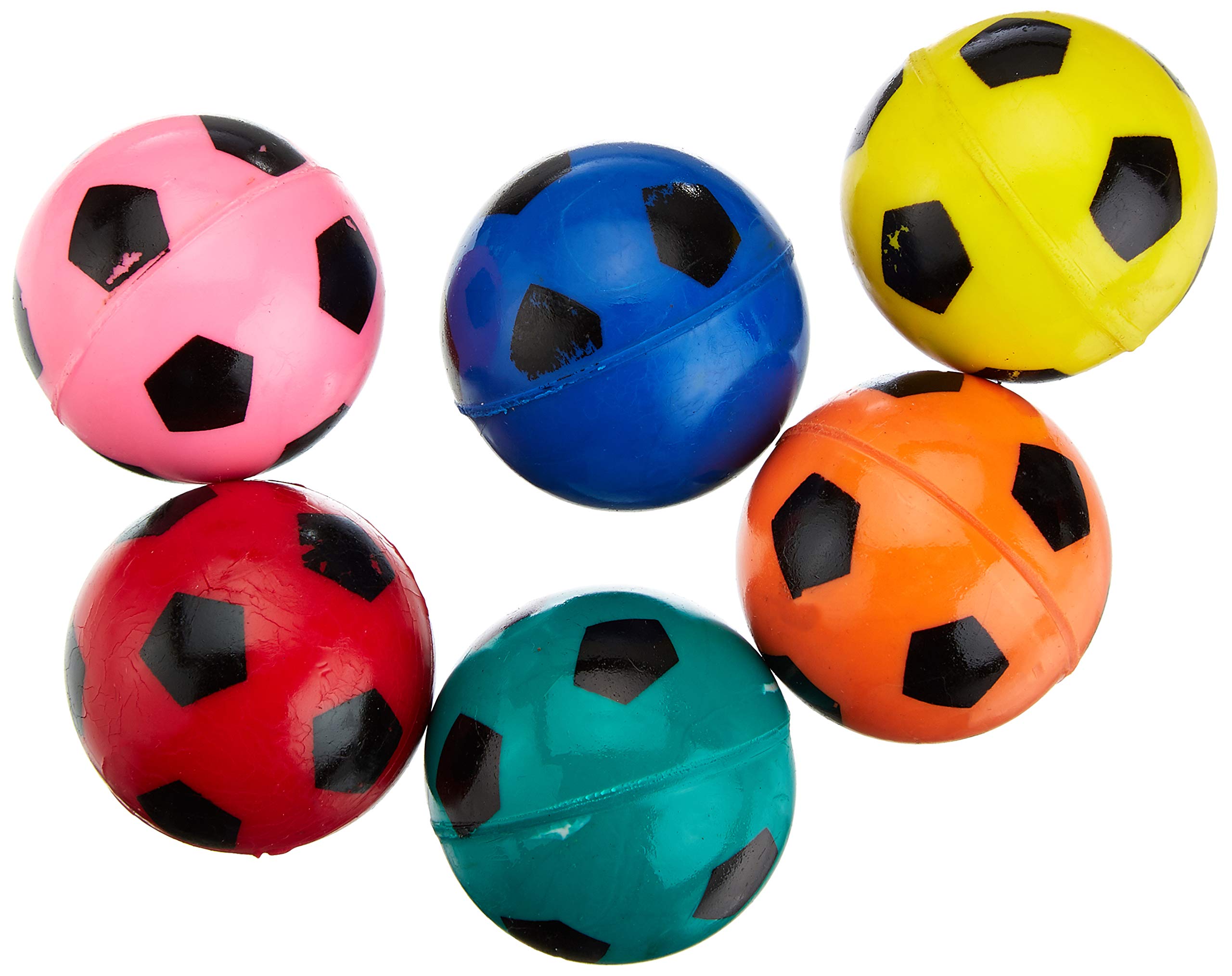 Baker Ross Football High Bounce Bouncy Jet Balls (Pack of 6) - Assorted Colors, 30mm Diameter