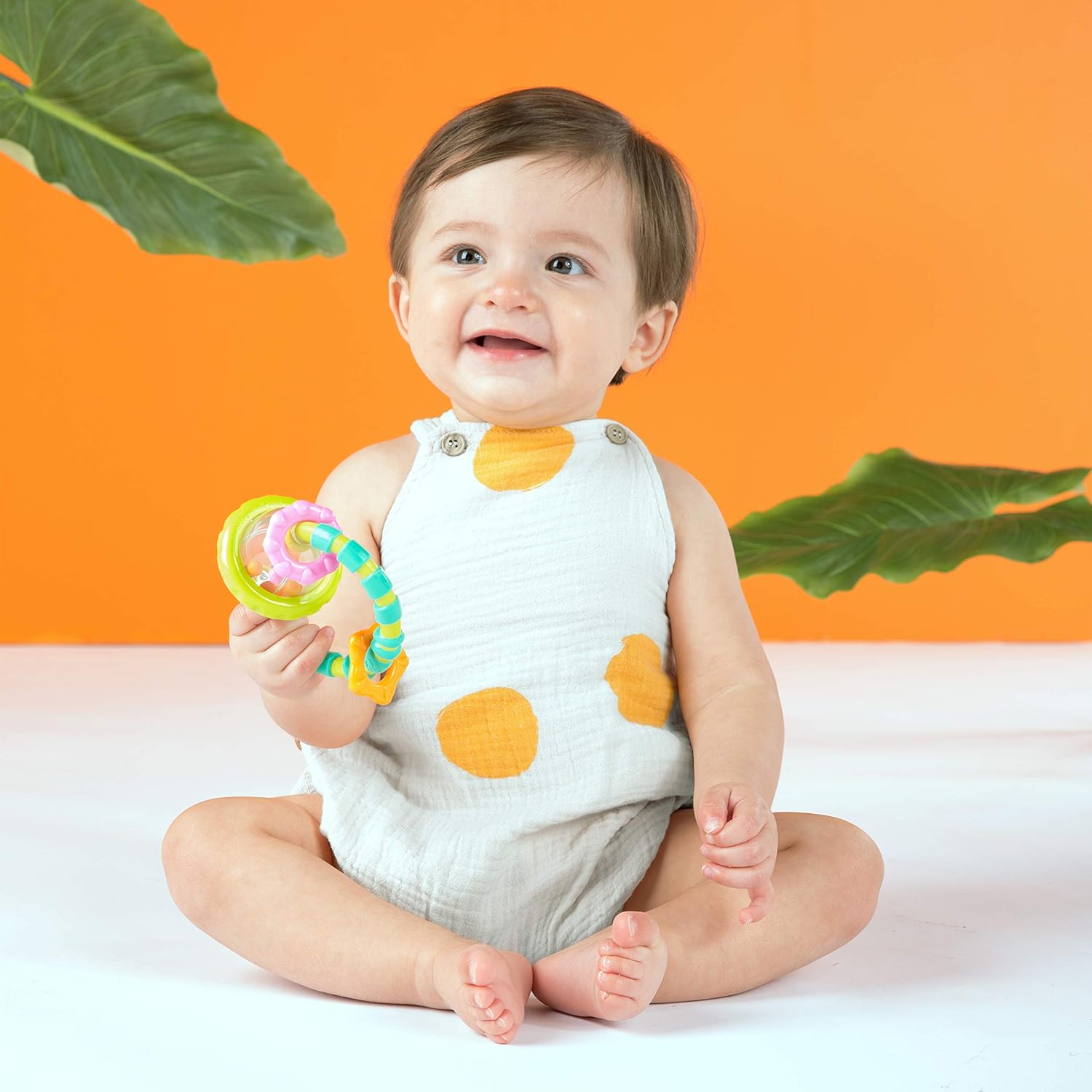 Bright Starts Grab & Spin Rattle and Teether Toy - 3 Months+ 7