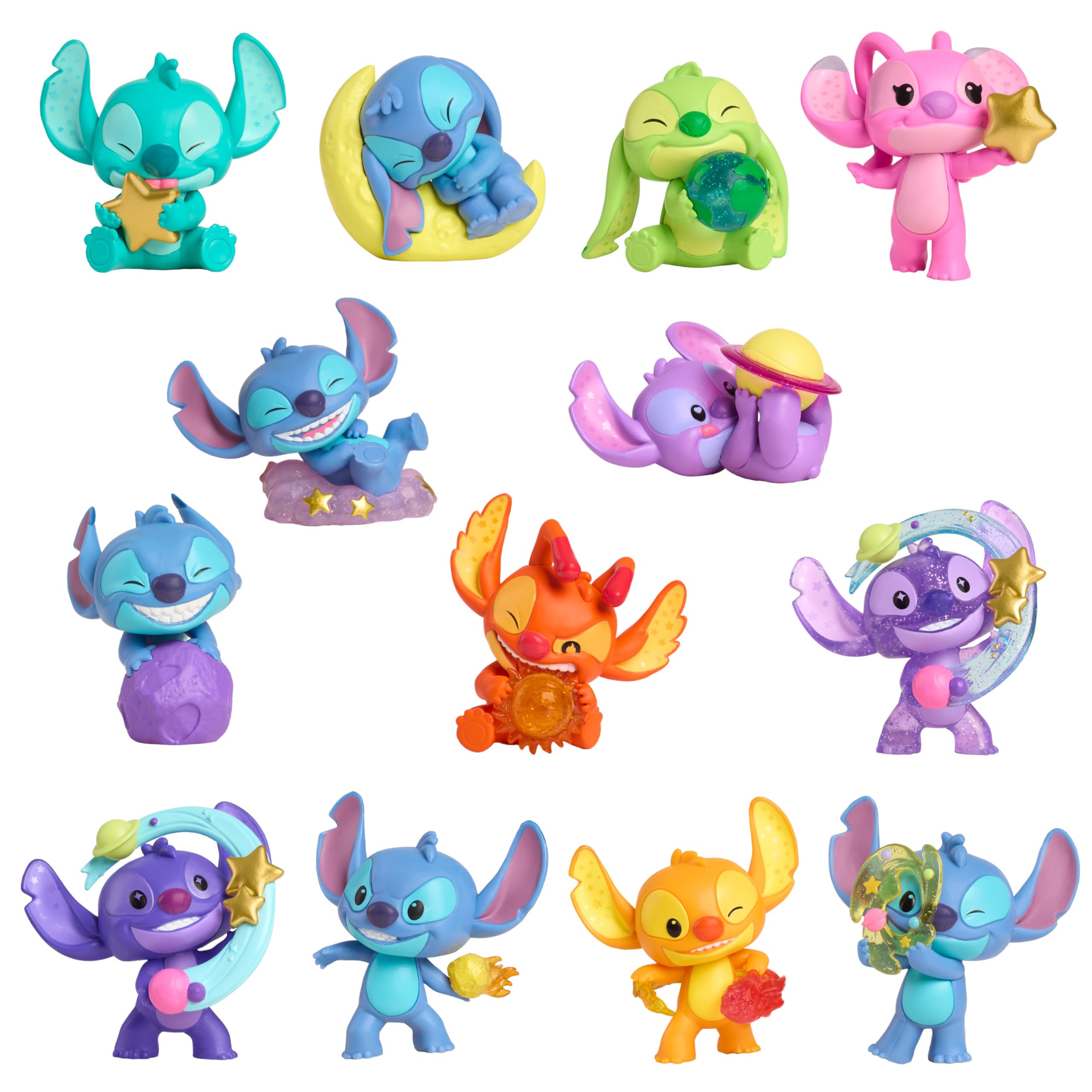Disney Stitch Outta This World Collectible Mini Figure Capsule - Blind Surprise with 13 Kawaii Figures, Ages 3+ 4