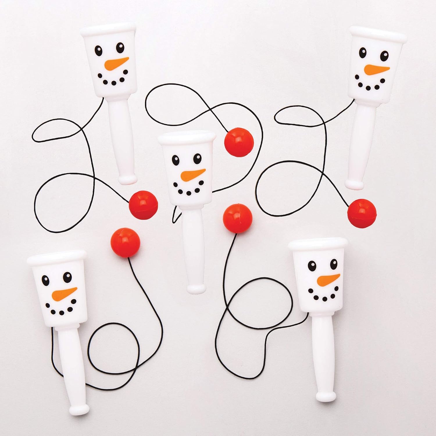 Baker Ross Snowman Click and Catch Game - Festive Swing Ball Toy for Kids