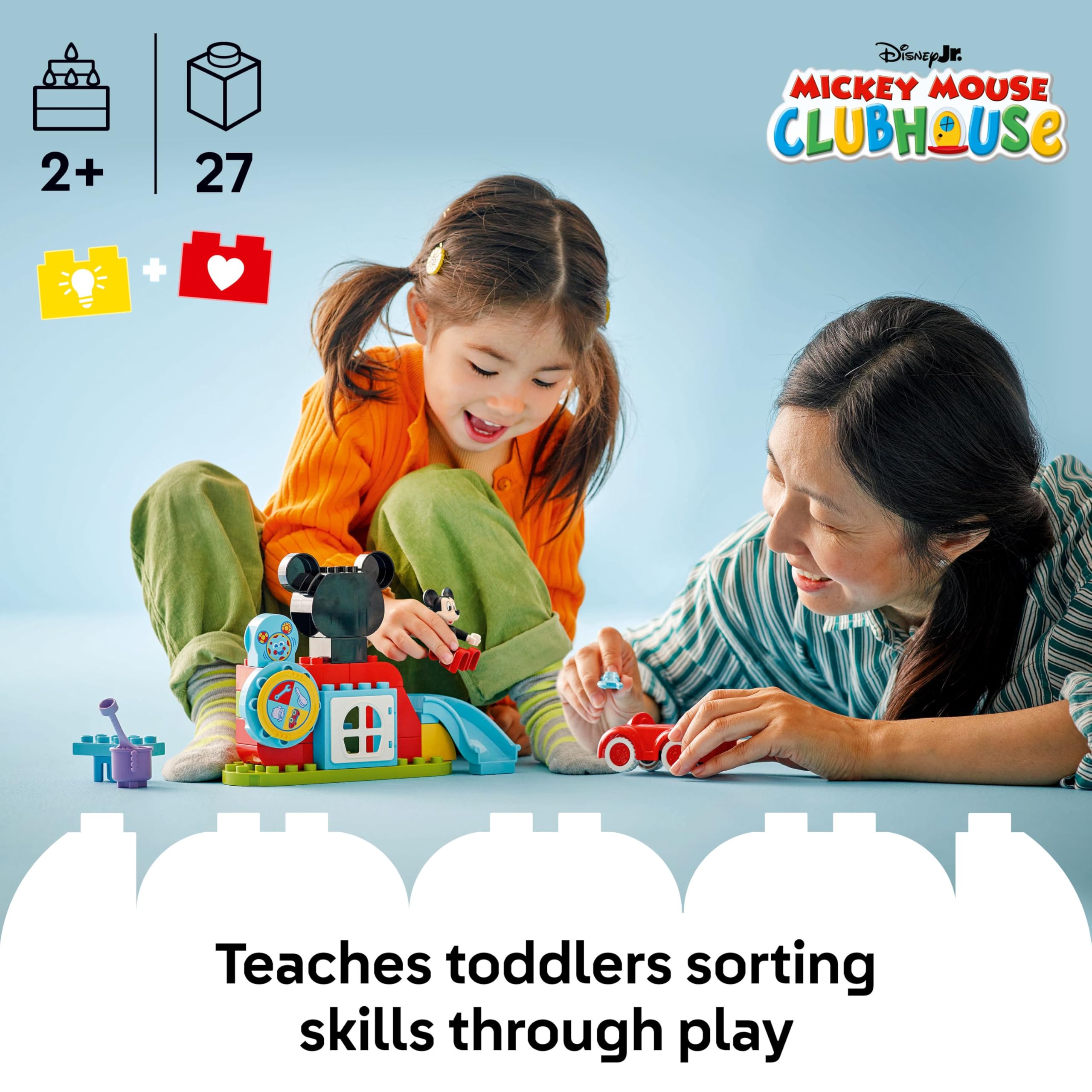 LEGO DUPLO Disney Mickey Mouse Clubhouse & Car Set - Building Toy for Toddlers 2+ 3