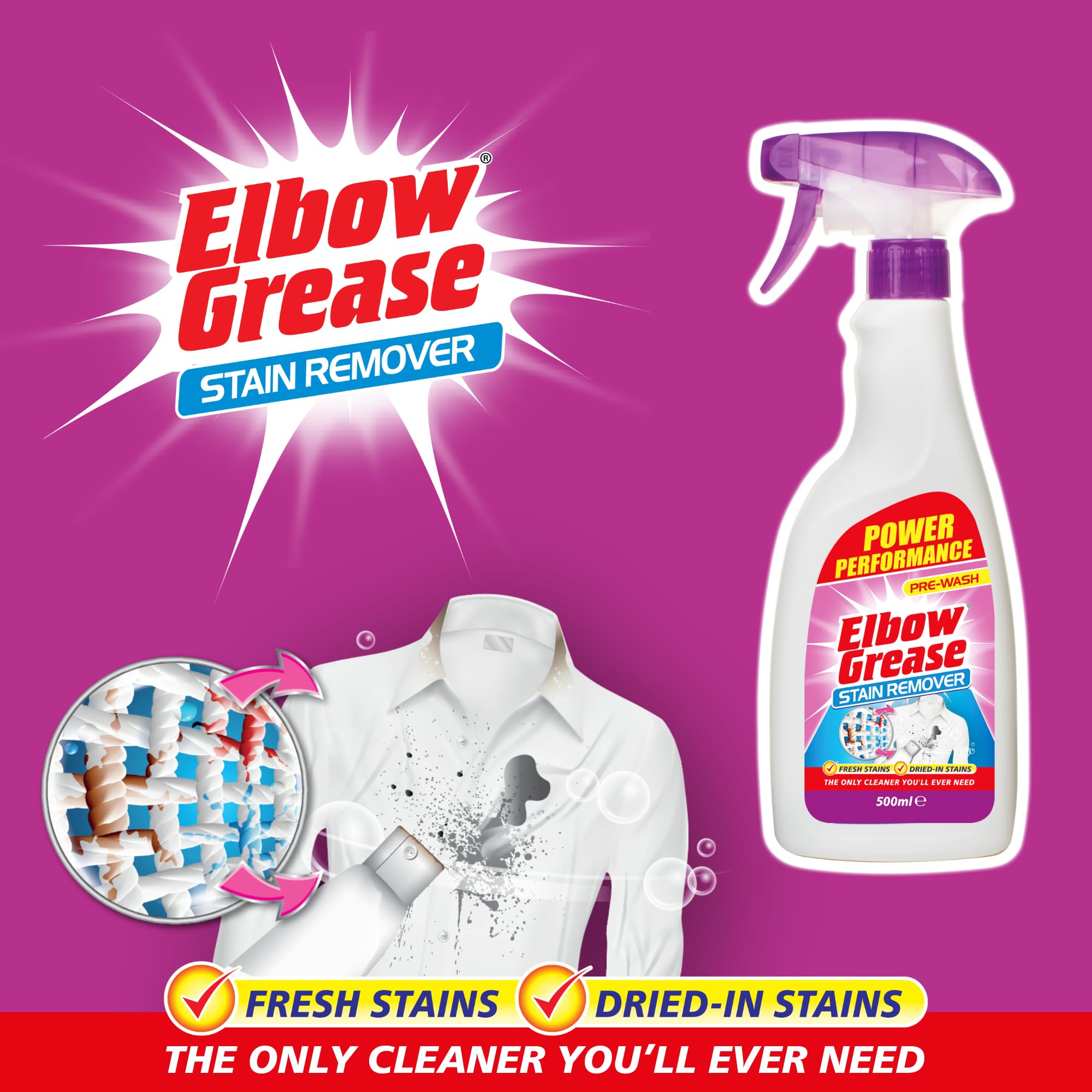 Elbow Grease Stain Remover Spray - Tough on Dried Spills | 500ml 2